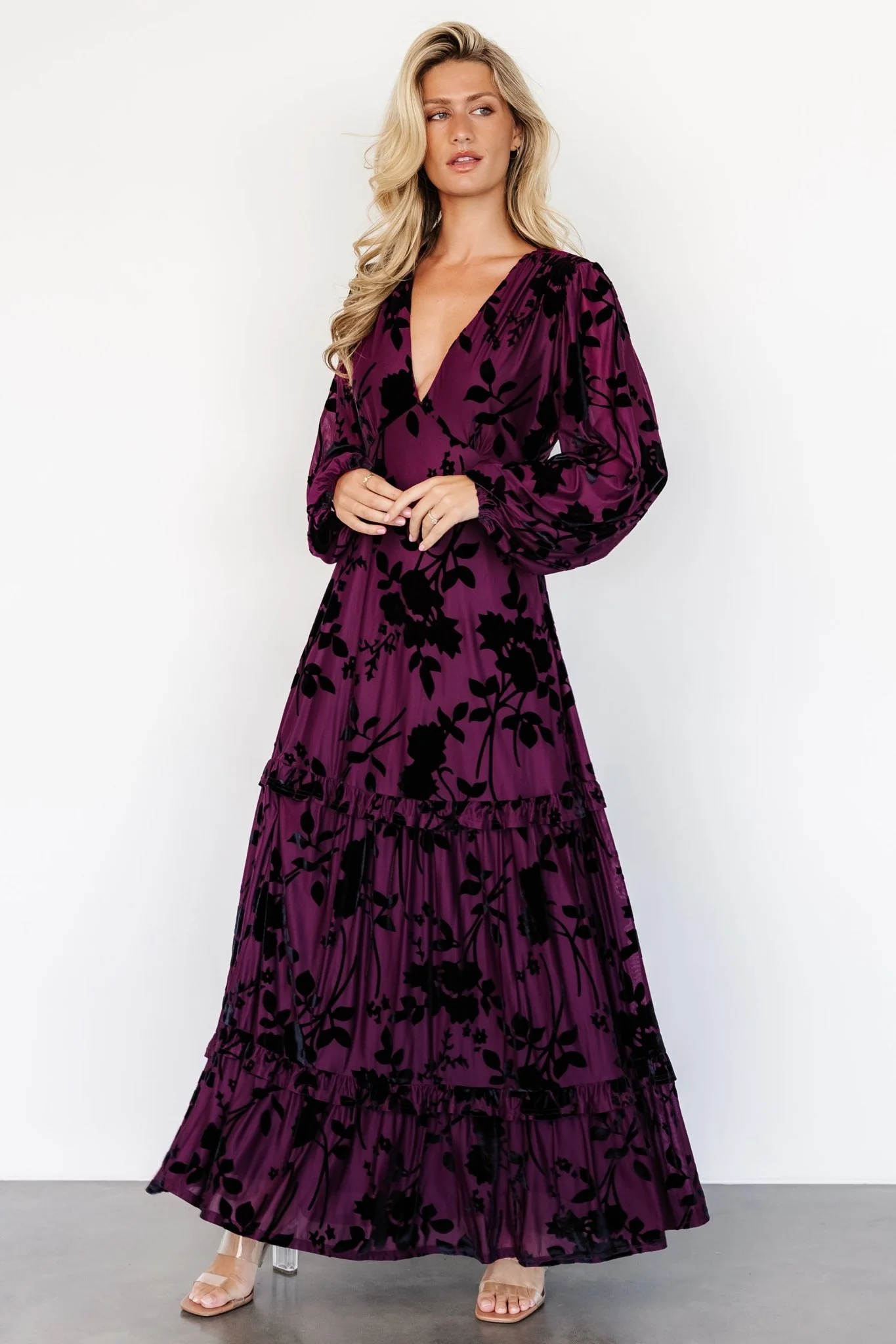 Liana Velvet Embossed Maxi Dress | Mulberry
