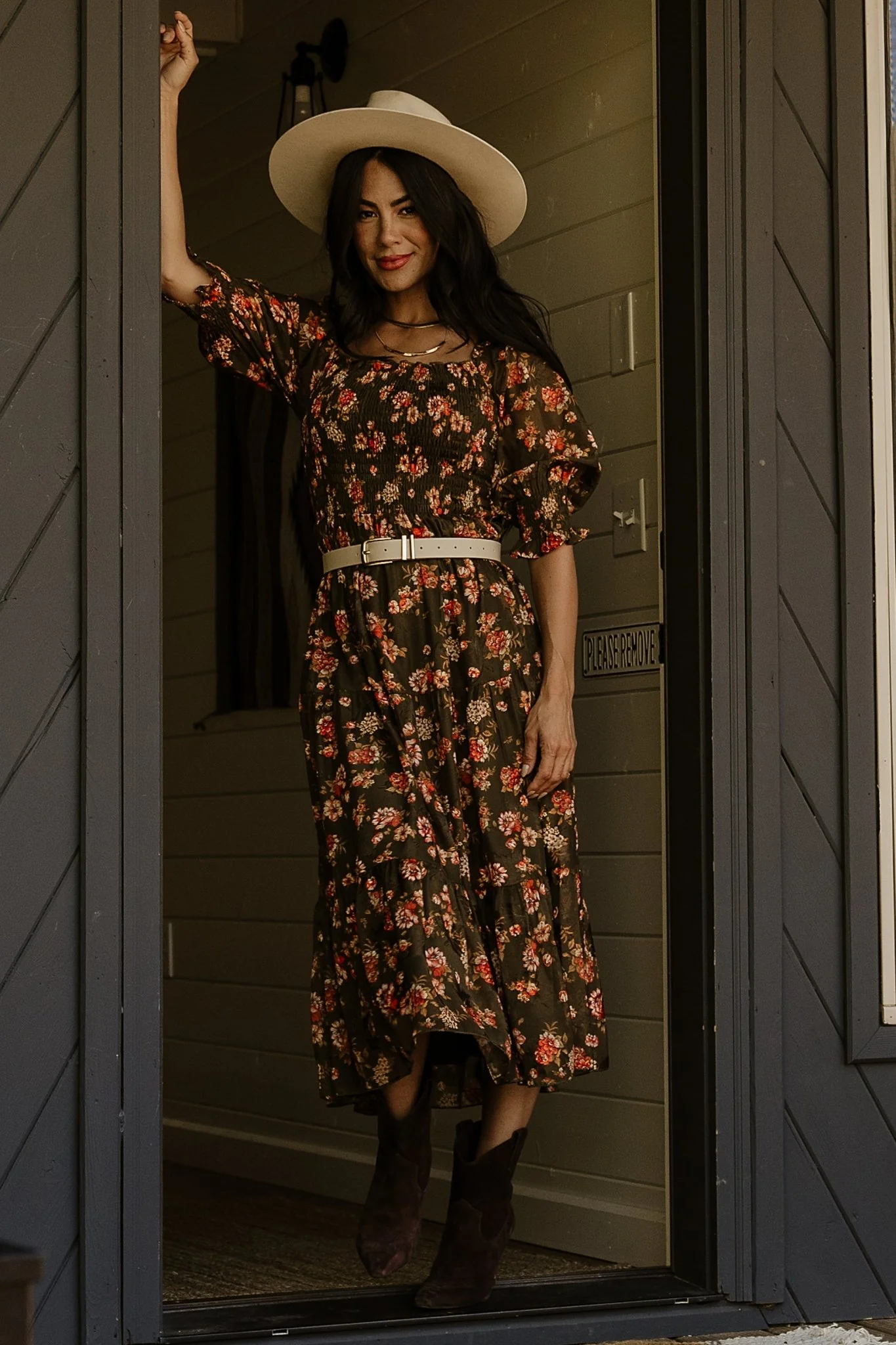 Fabian Jacquard Midi Dress | Olive Floral