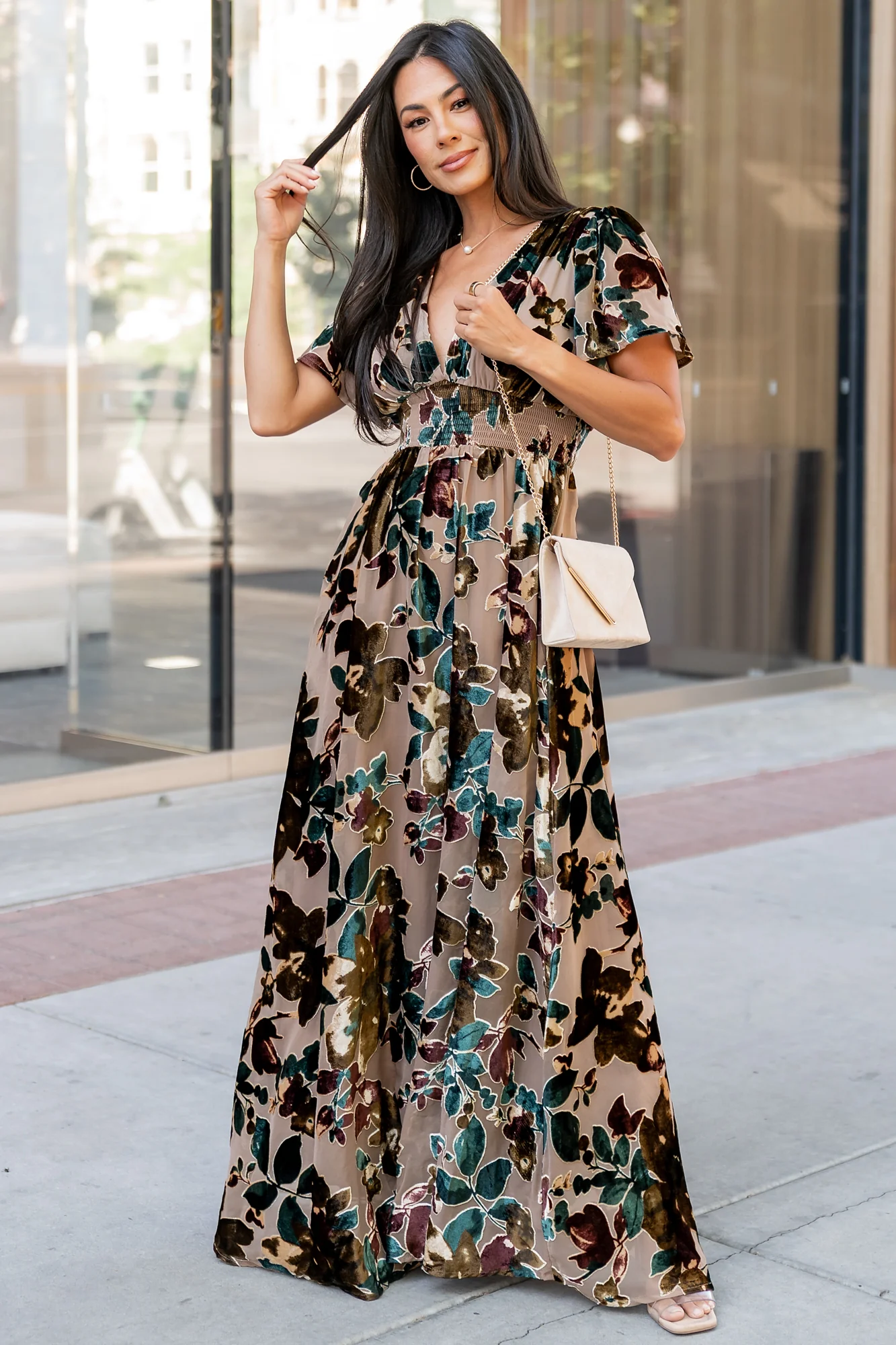 Valen Maxi Dress | Champagne Multi