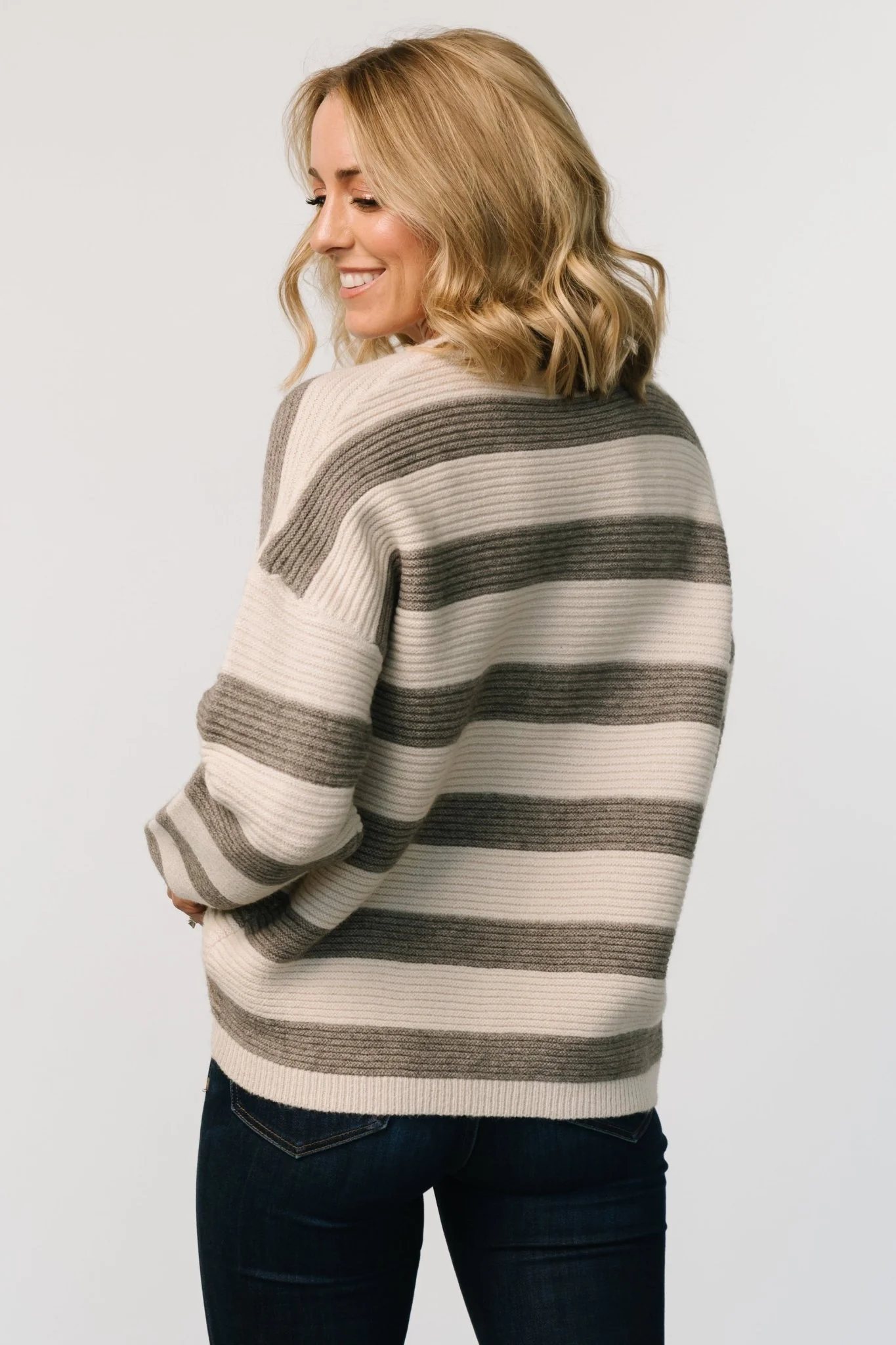 Ellington Knit Sweater | Cream + Gray