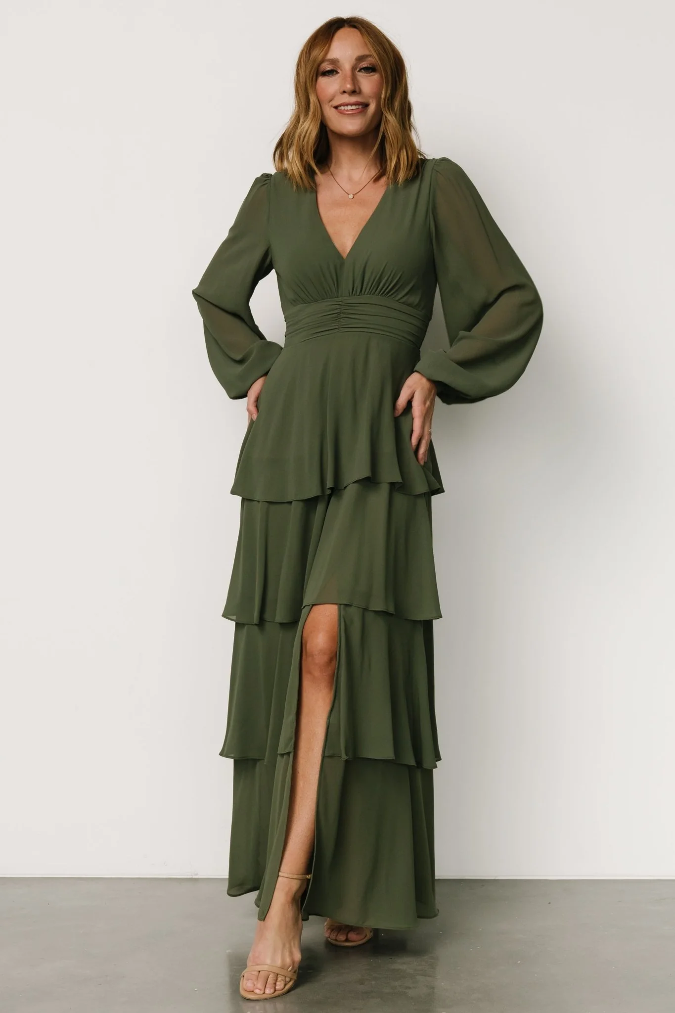 Mariella Tiered Maxi Dress | Dark Sage