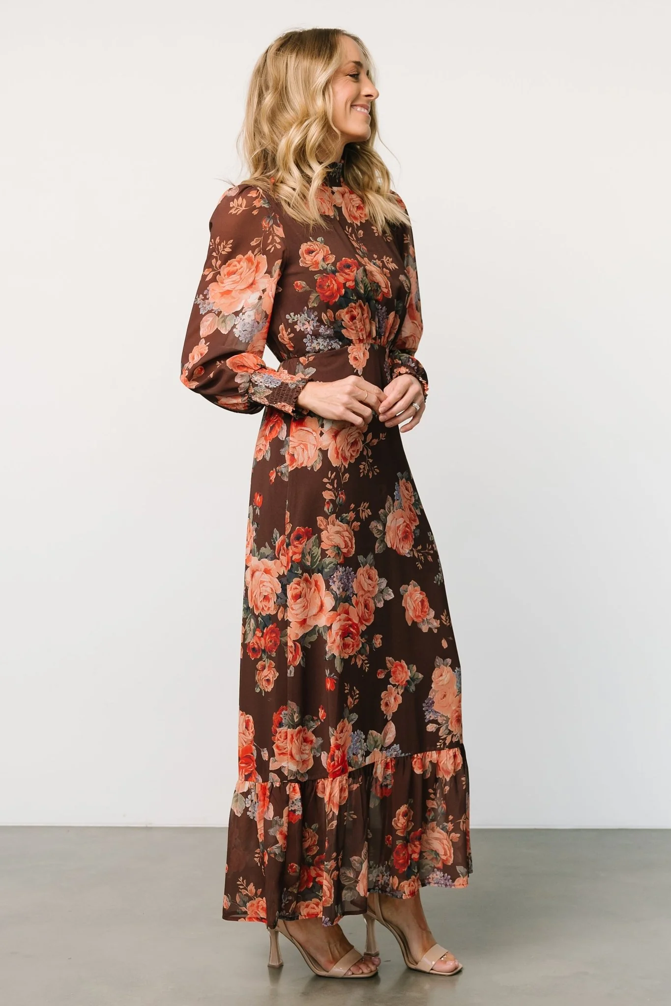Luciana Maxi Dress | Brown Floral