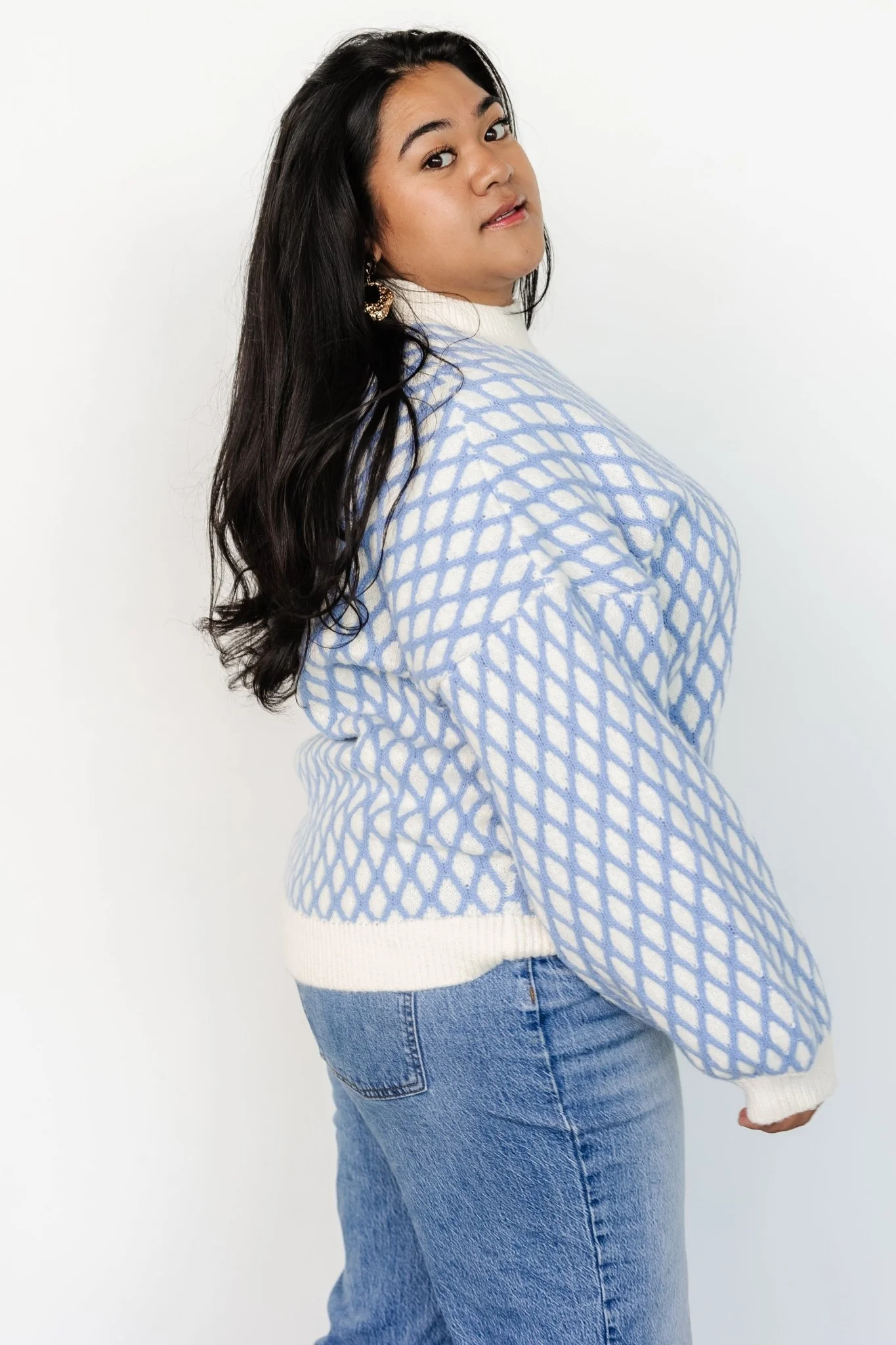 Hendrix Diamond Knit Sweater | Blue