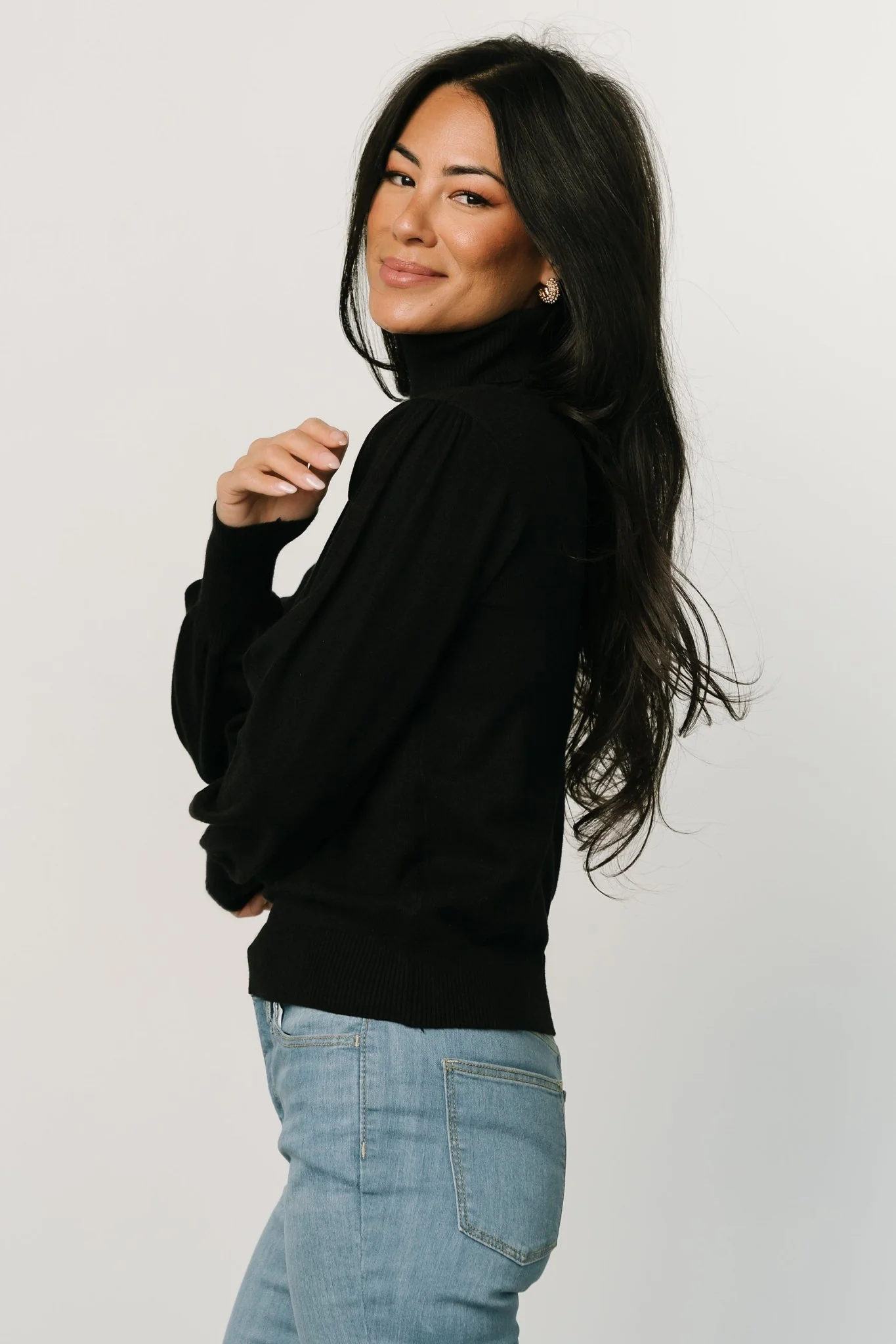 Danica Turtleneck Knit Top | Black