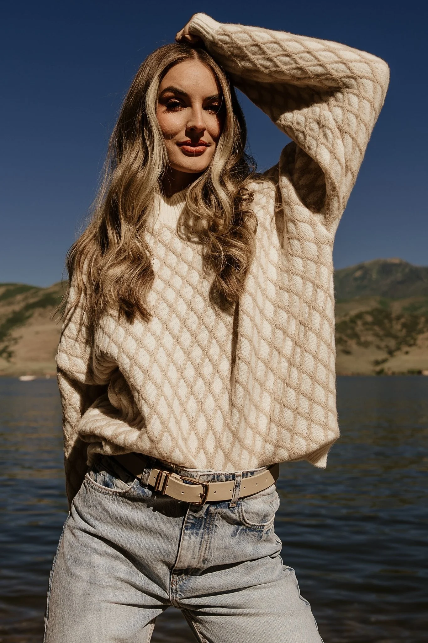 Hendrix Diamond Knit Sweater | Taupe