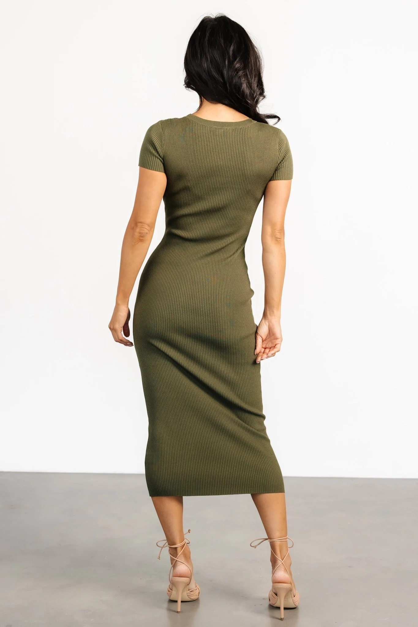 Dana Ribbed Midi Dress | Olive