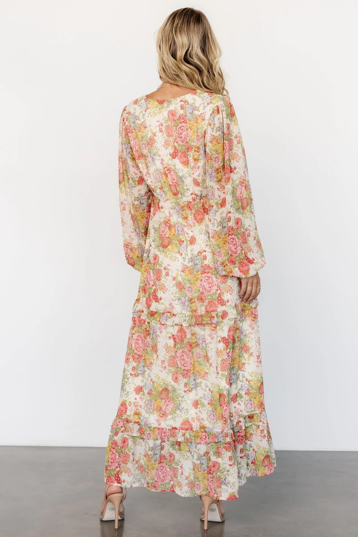 Bowman Deep V Maxi Dress | Cream Multi Floral