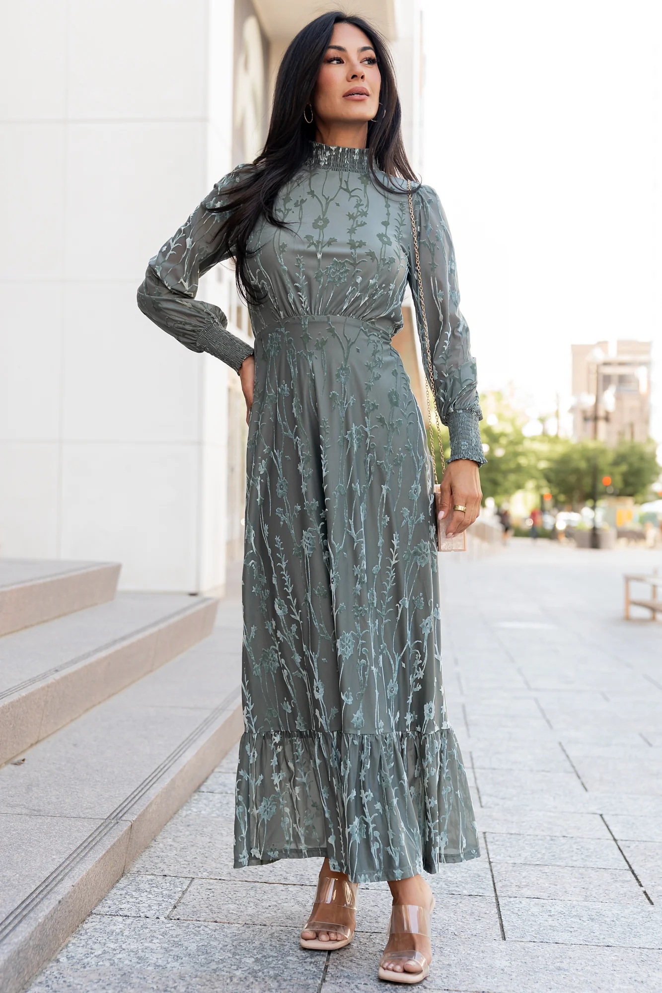 Penelope Velvet Maxi Dress | Sage