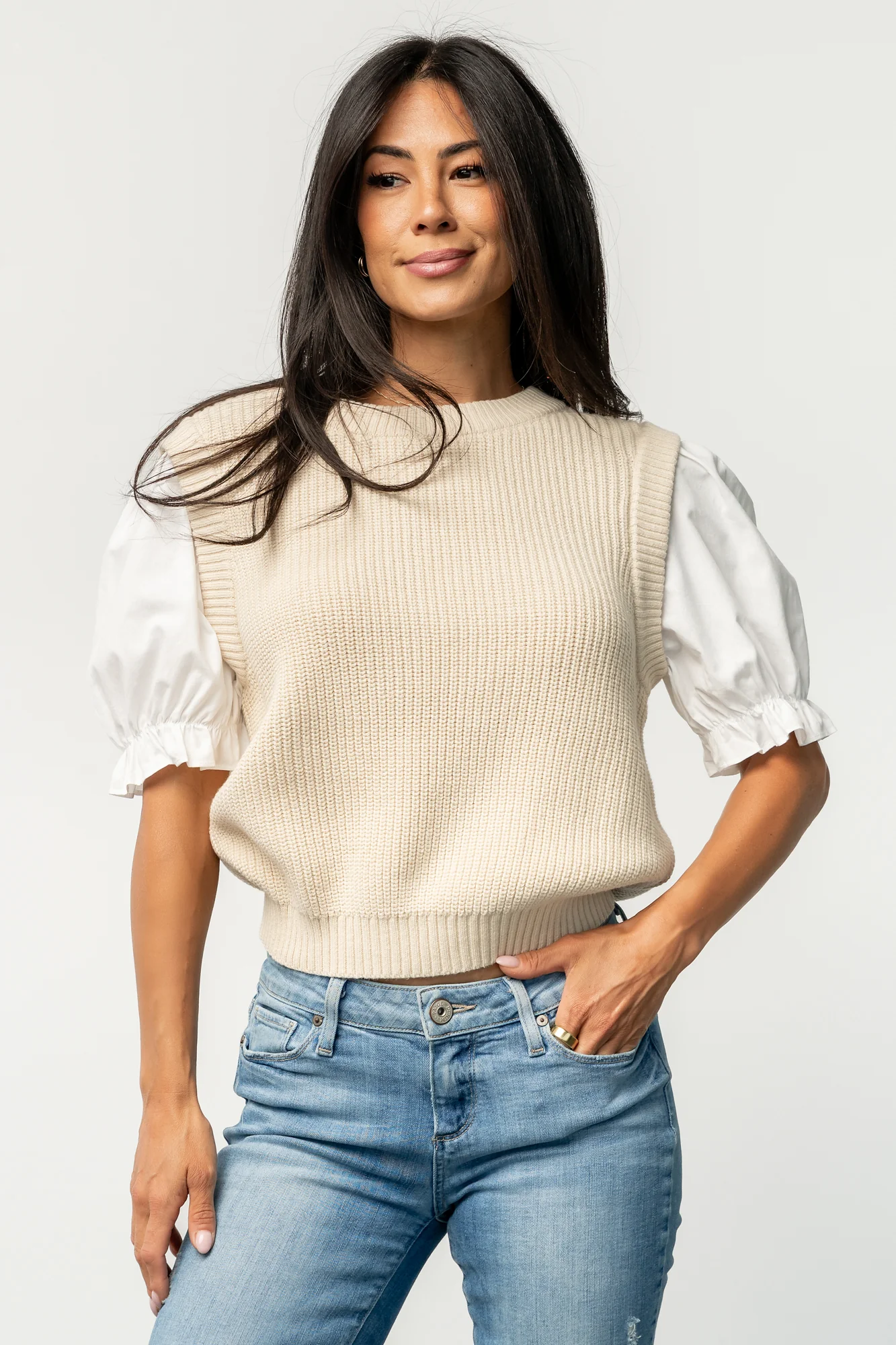 Taylor Puff Sleeve Top | Cream + Ivory