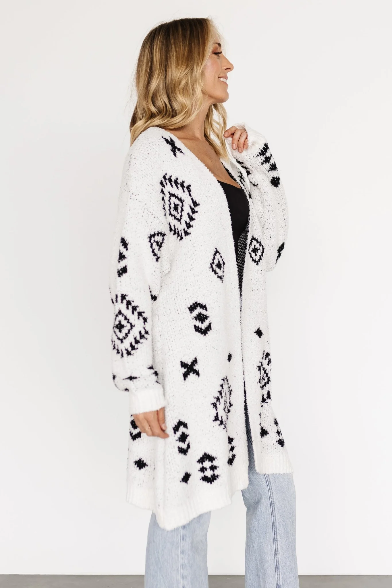 Missoula Oversized Cardigan | Off White + Black