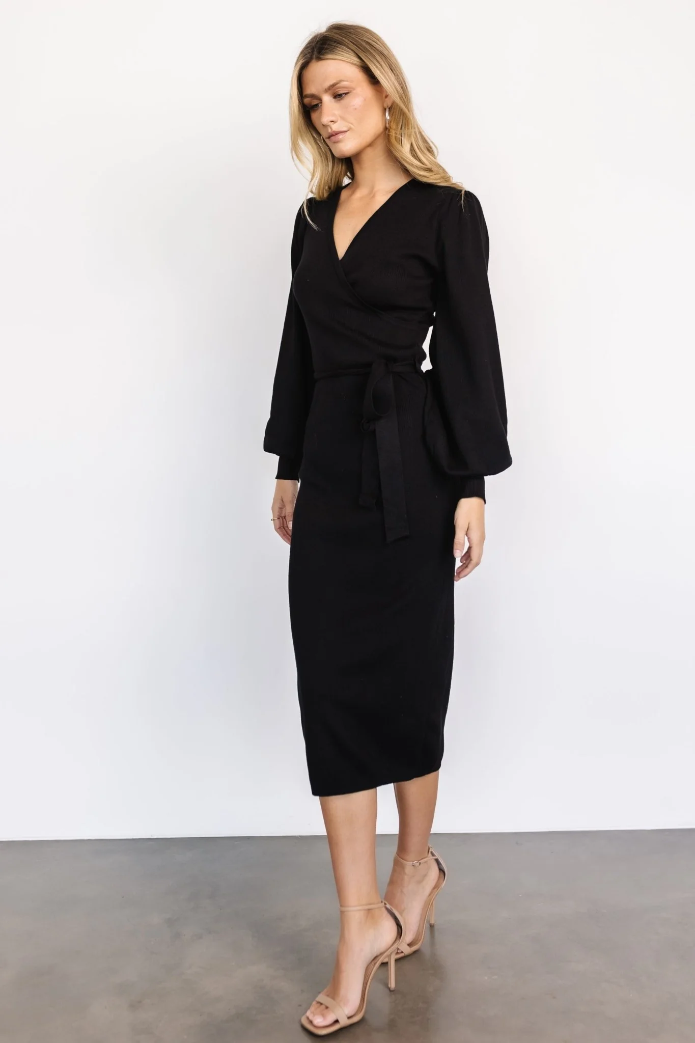 Soho Bubble Sleeve Sweater Dress | Black