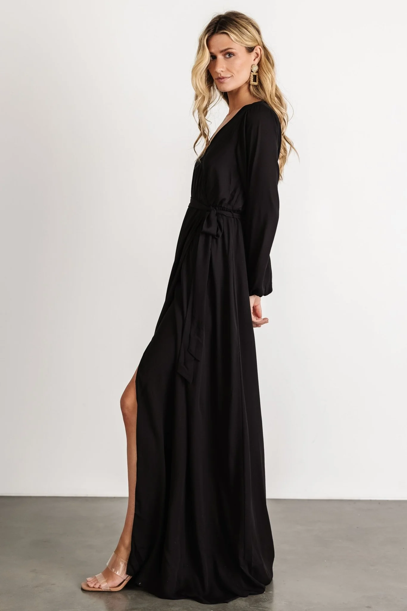 Breanne Faux Wrap Maxi Dress | Black