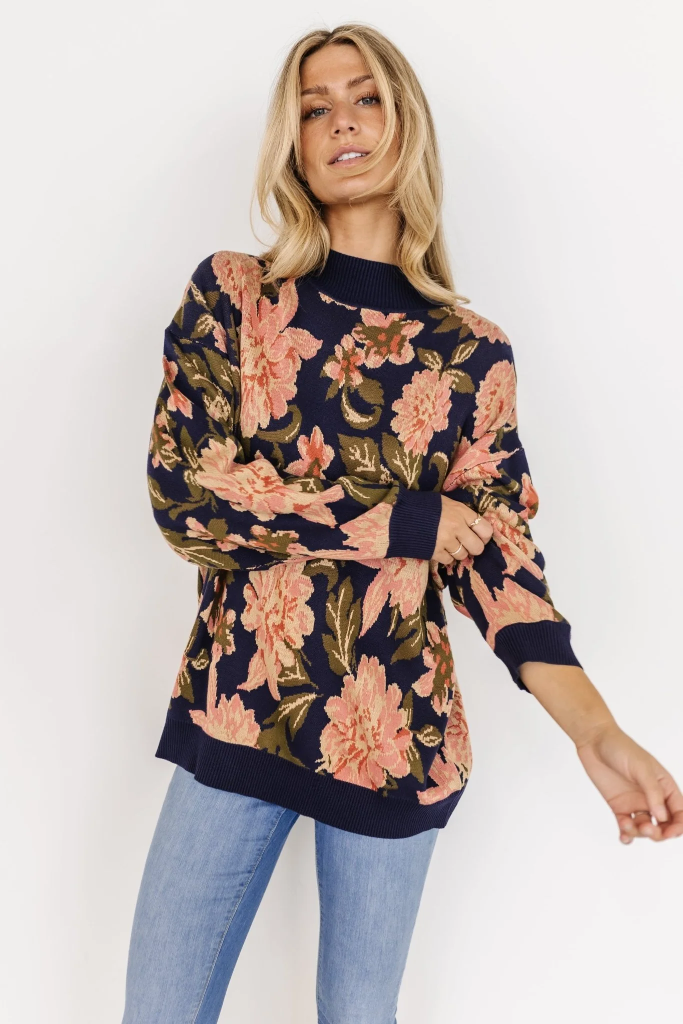 Polly Sweater | Navy Multi Floral