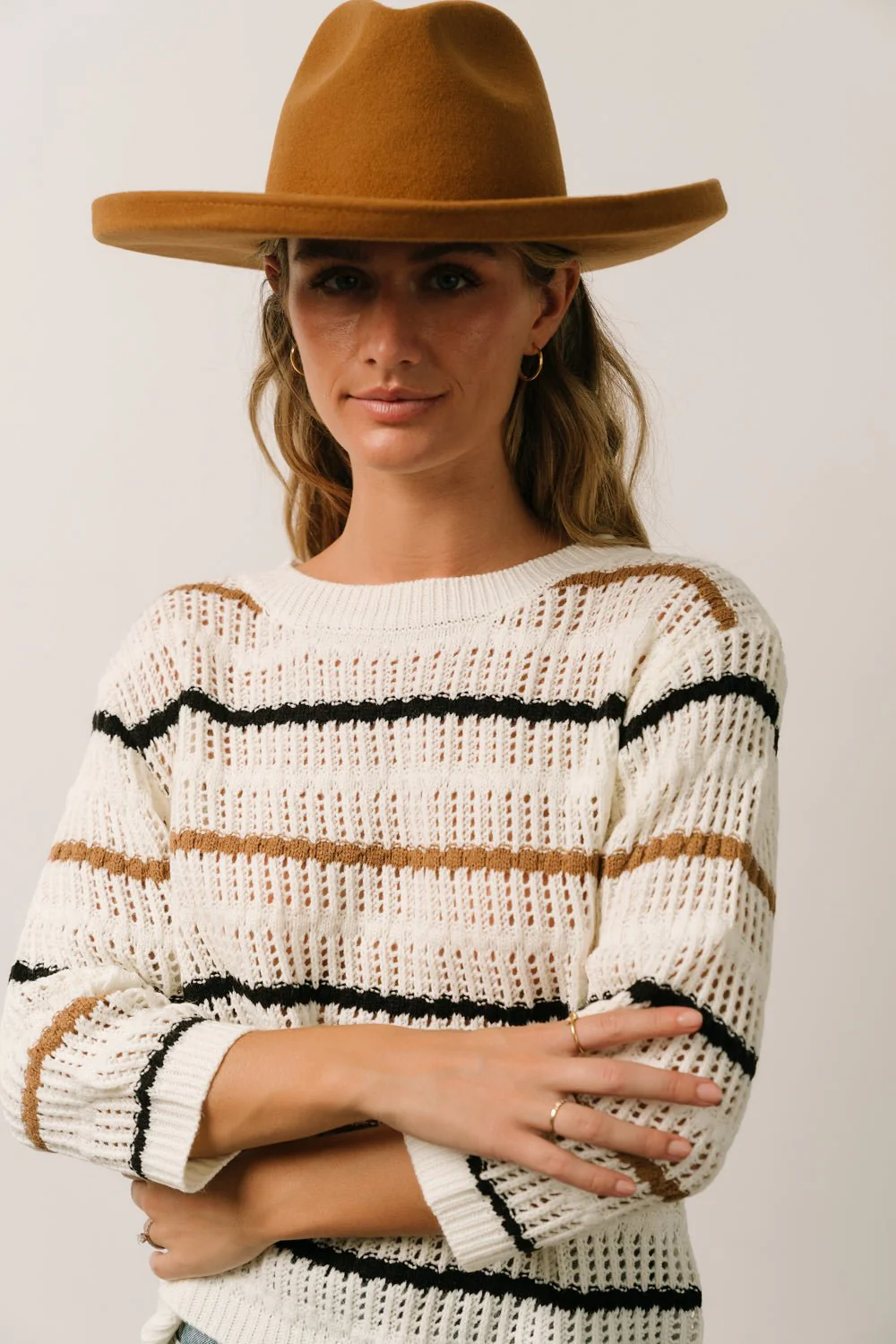 Sundance Knit Sweater Top | Ivory Multi Stripe