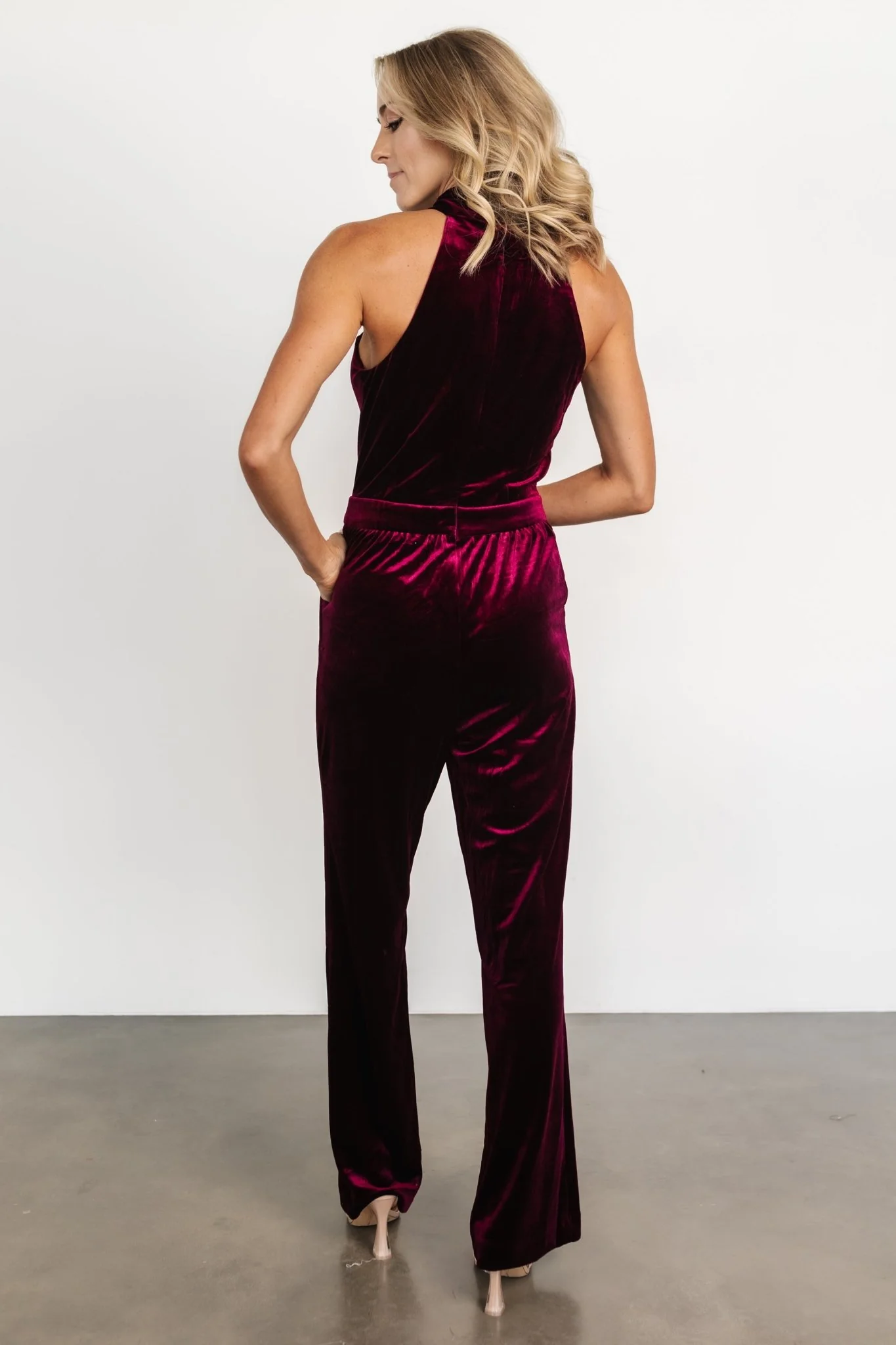 Cleopatra Velvet Jumpsuit | Burgundy