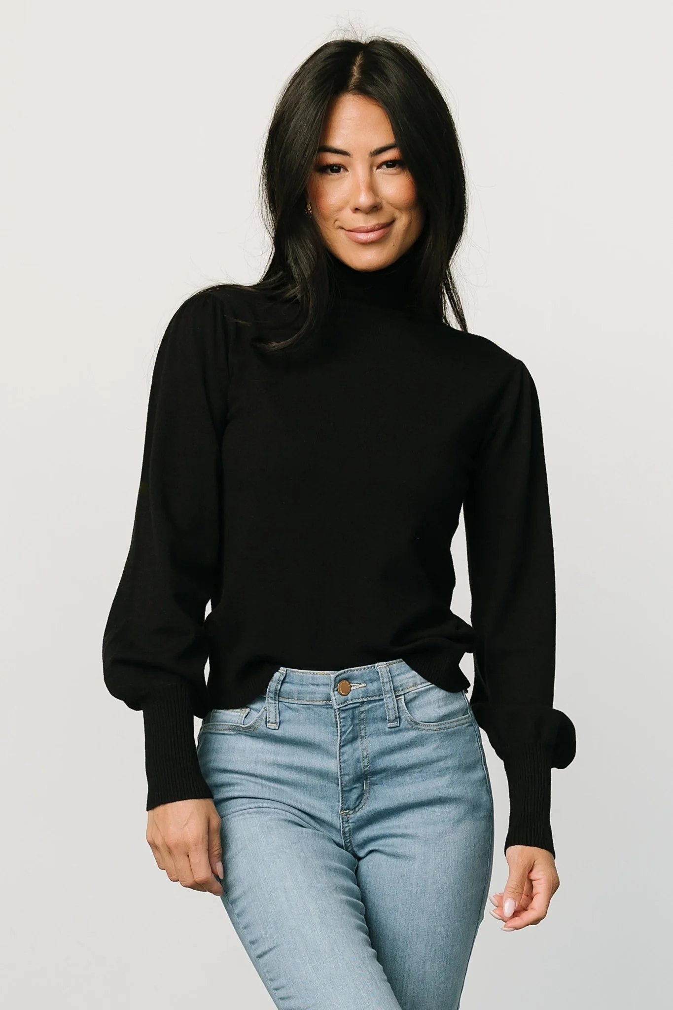 Danica Turtleneck Knit Top | Black