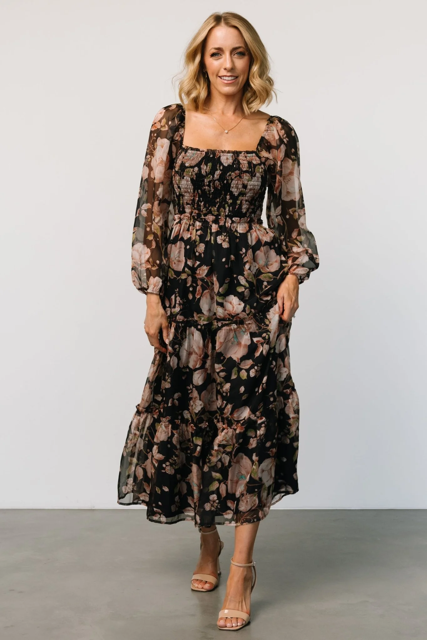 Adeline Smocked Maxi Dress | Midnight Floral