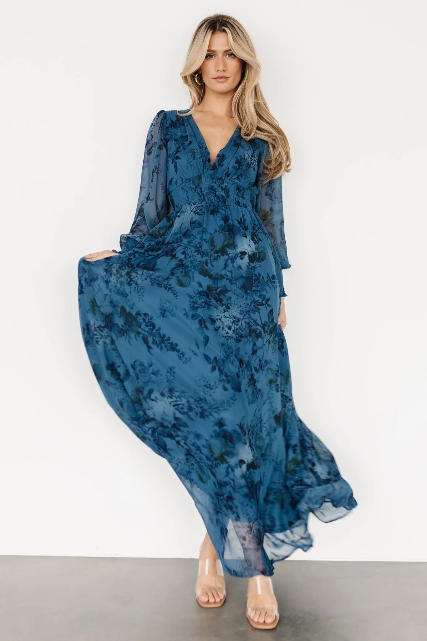 Olivia Maxi Dress | Deep Blue Floral