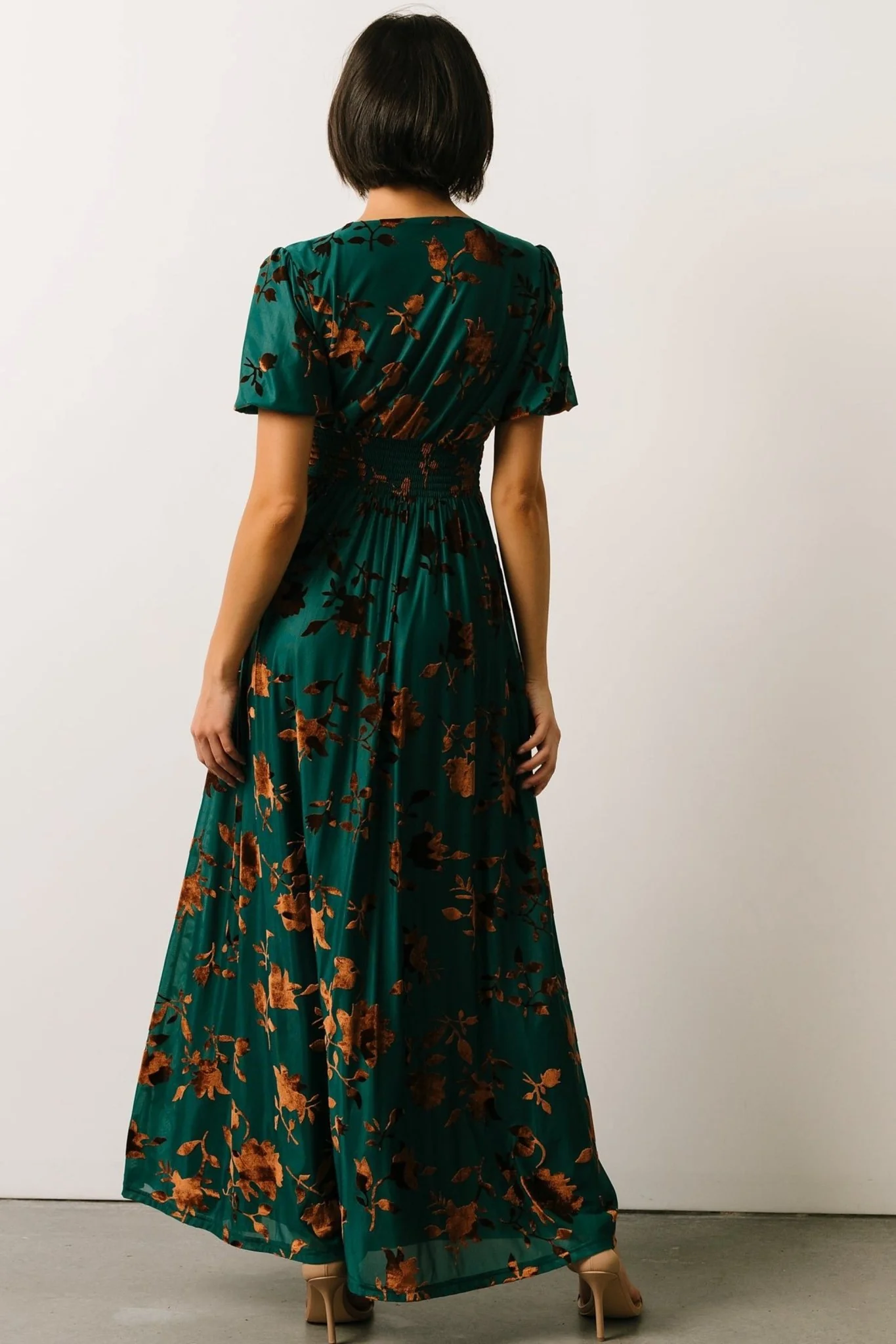 Leslie Velvet Maxi Dress | Bronze + Jade