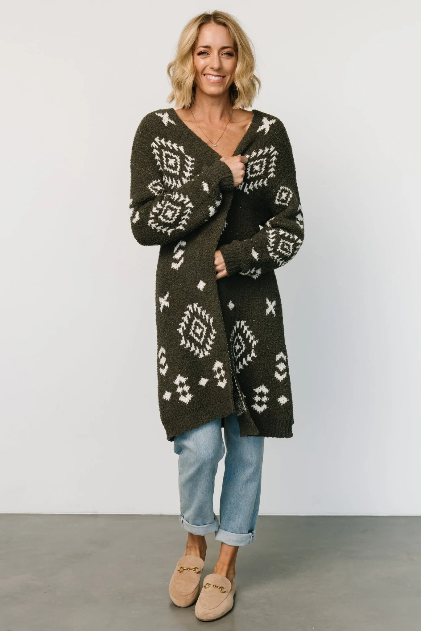 Missoula Oversized Cardigan | Olive + Off White