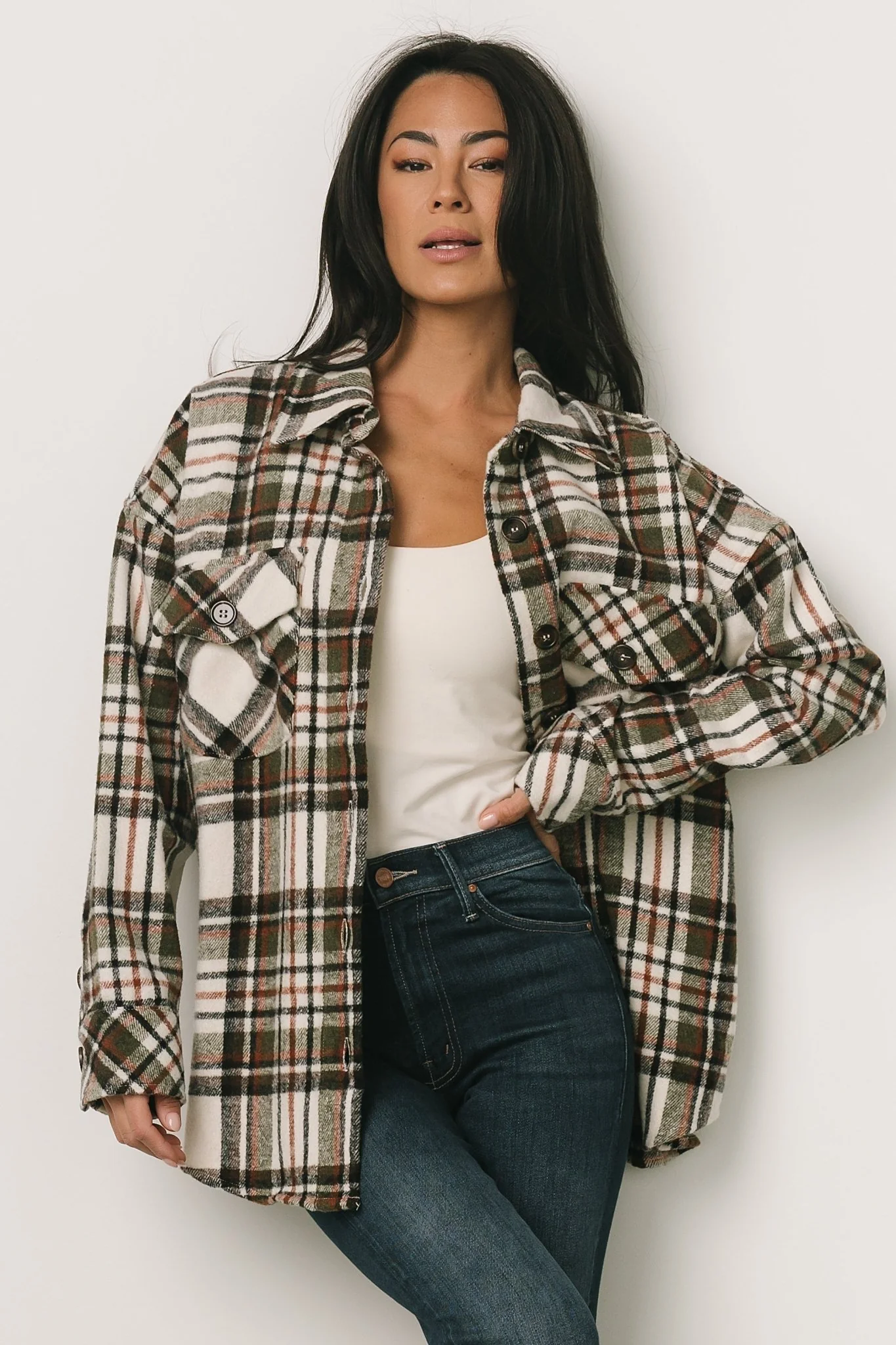 Polson Plaid Shacket | Ivory Multi