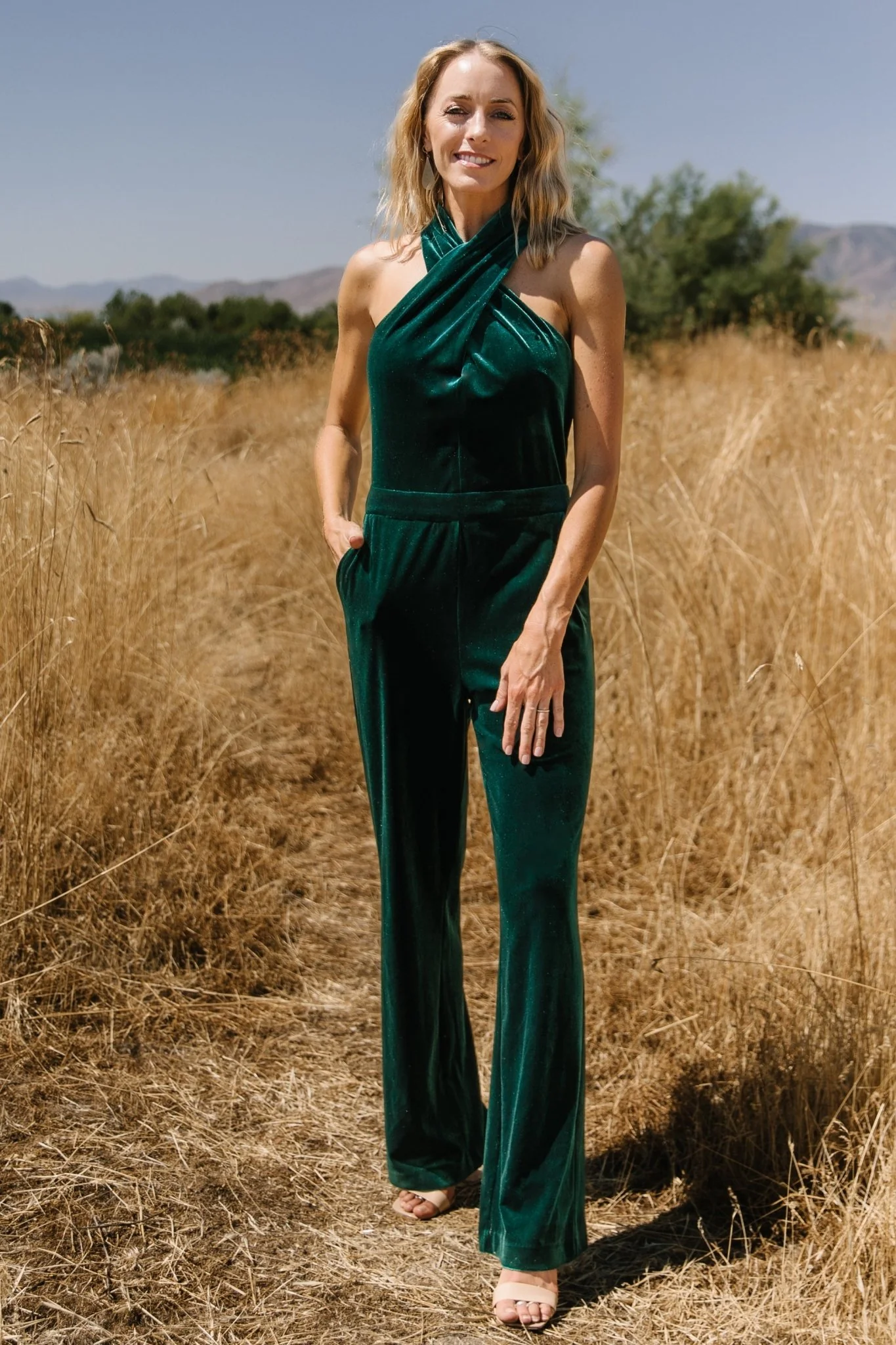 Cleopatra Velvet Jumpsuit | Dark Green