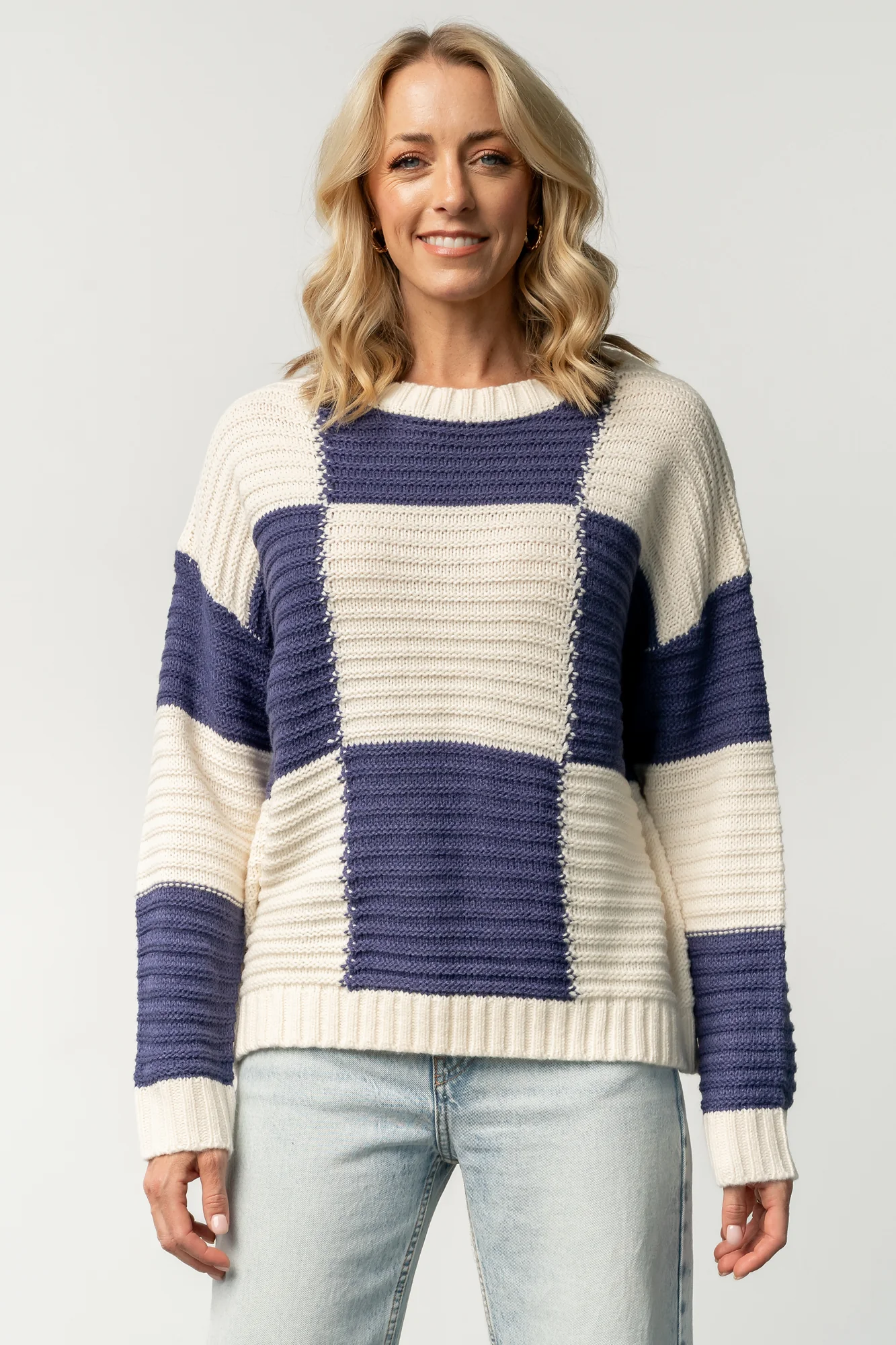 Jayda Sweater | Cream + Blue
