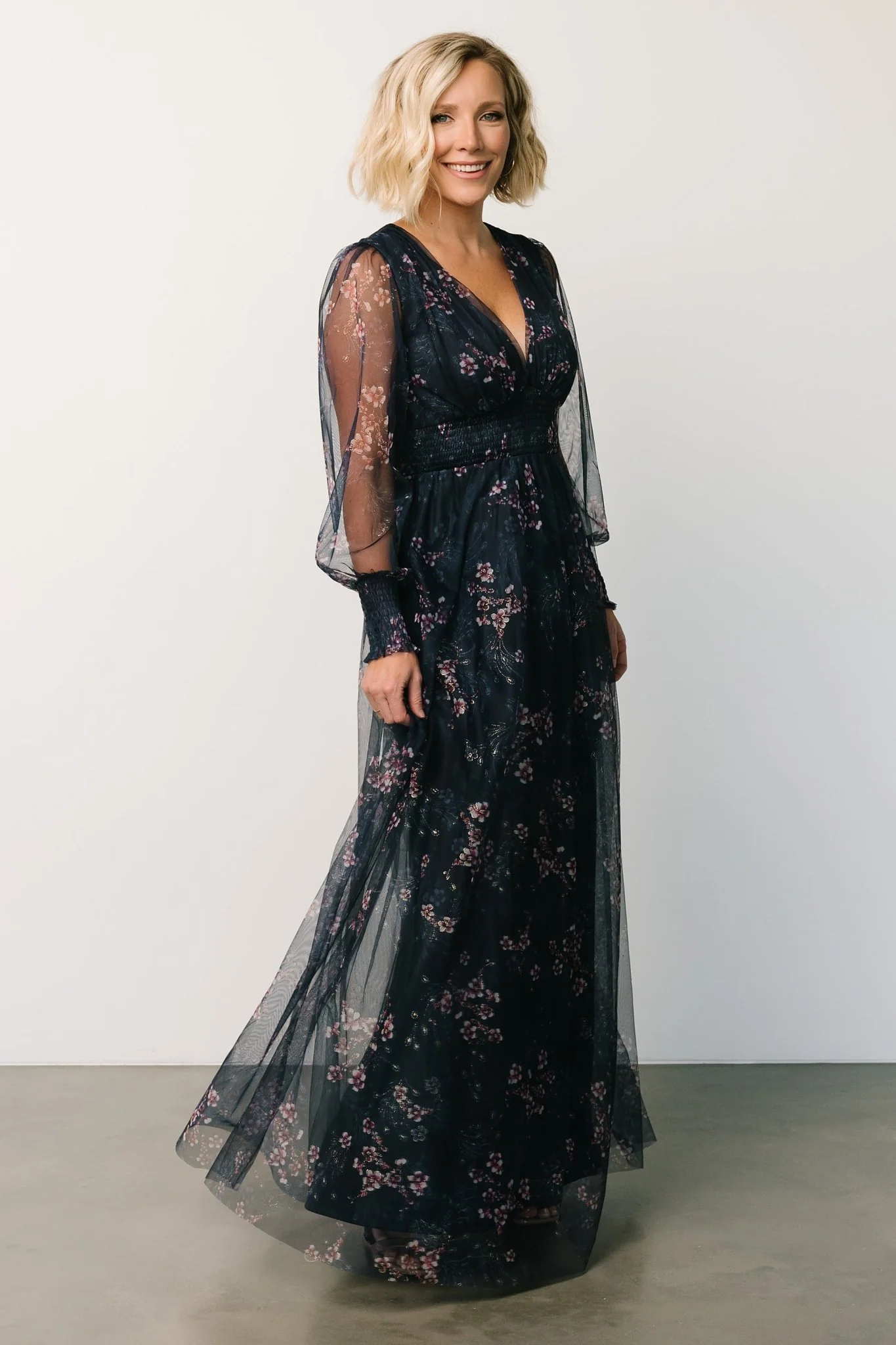 Layla Tulle Maxi Dress | Metallic Blue + Pink