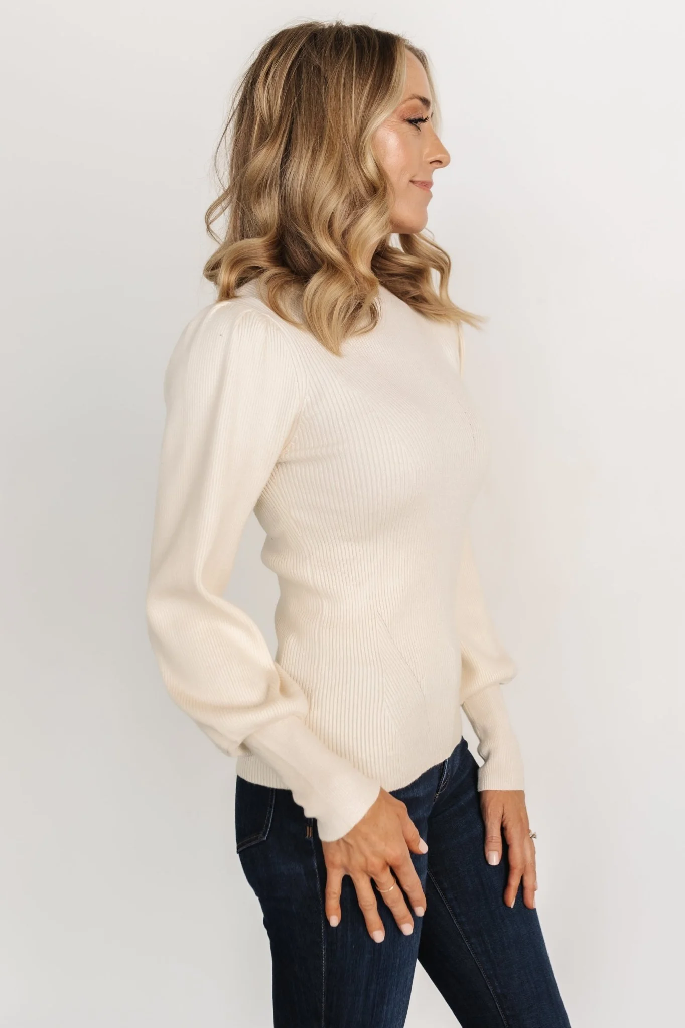 Lilou Rib Knit Sweater | Ivory