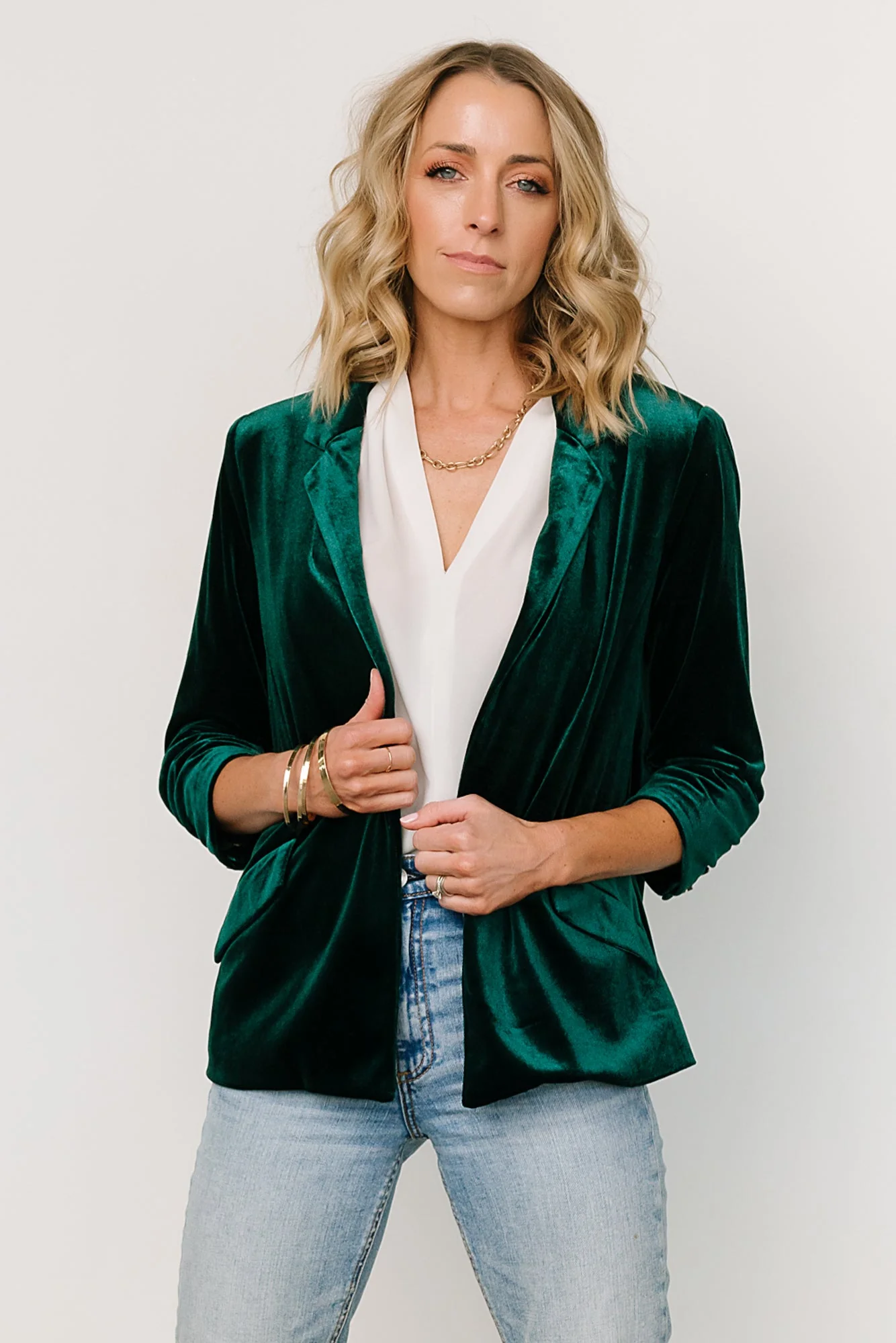 Brinton Velvet Blazer | Dark Green