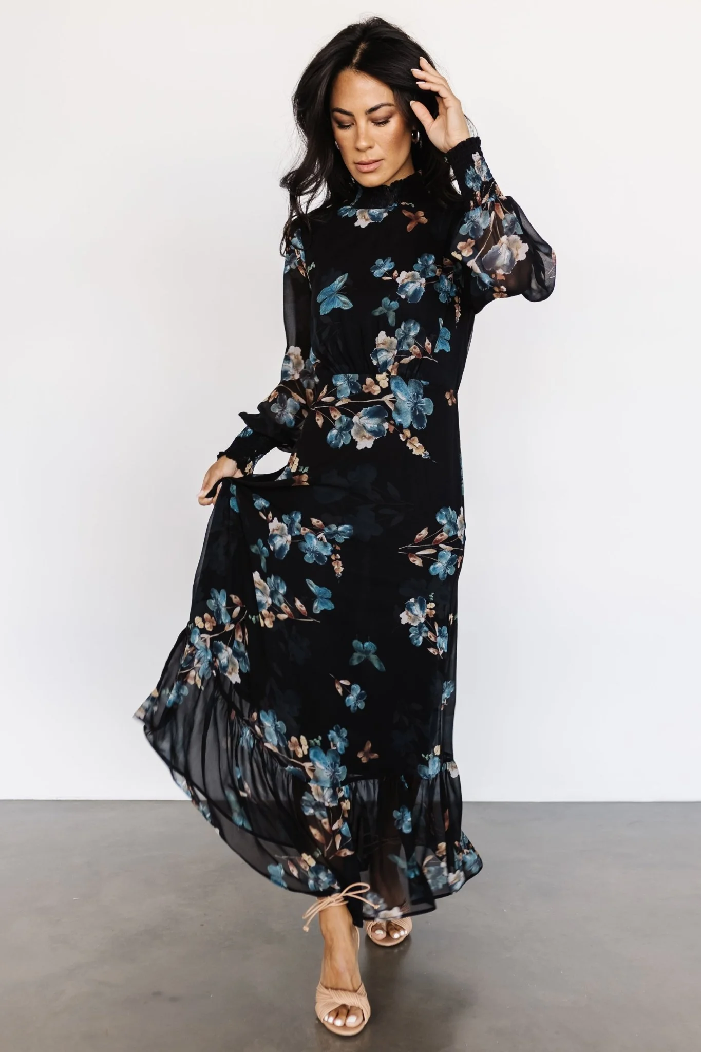 Luciana Maxi Dress | Black + Blue
