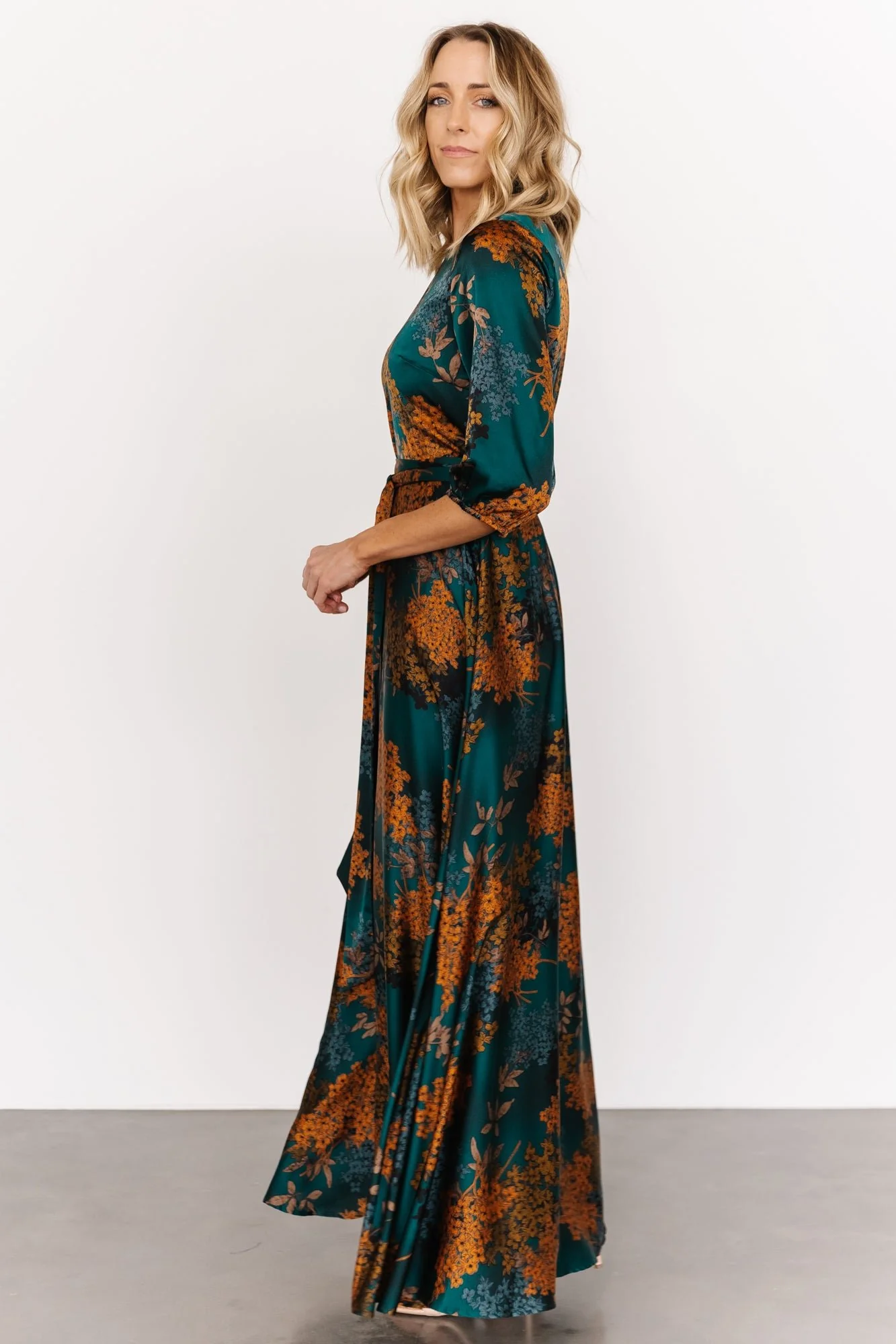 Paula Satin Maxi Dress | Jade Multi