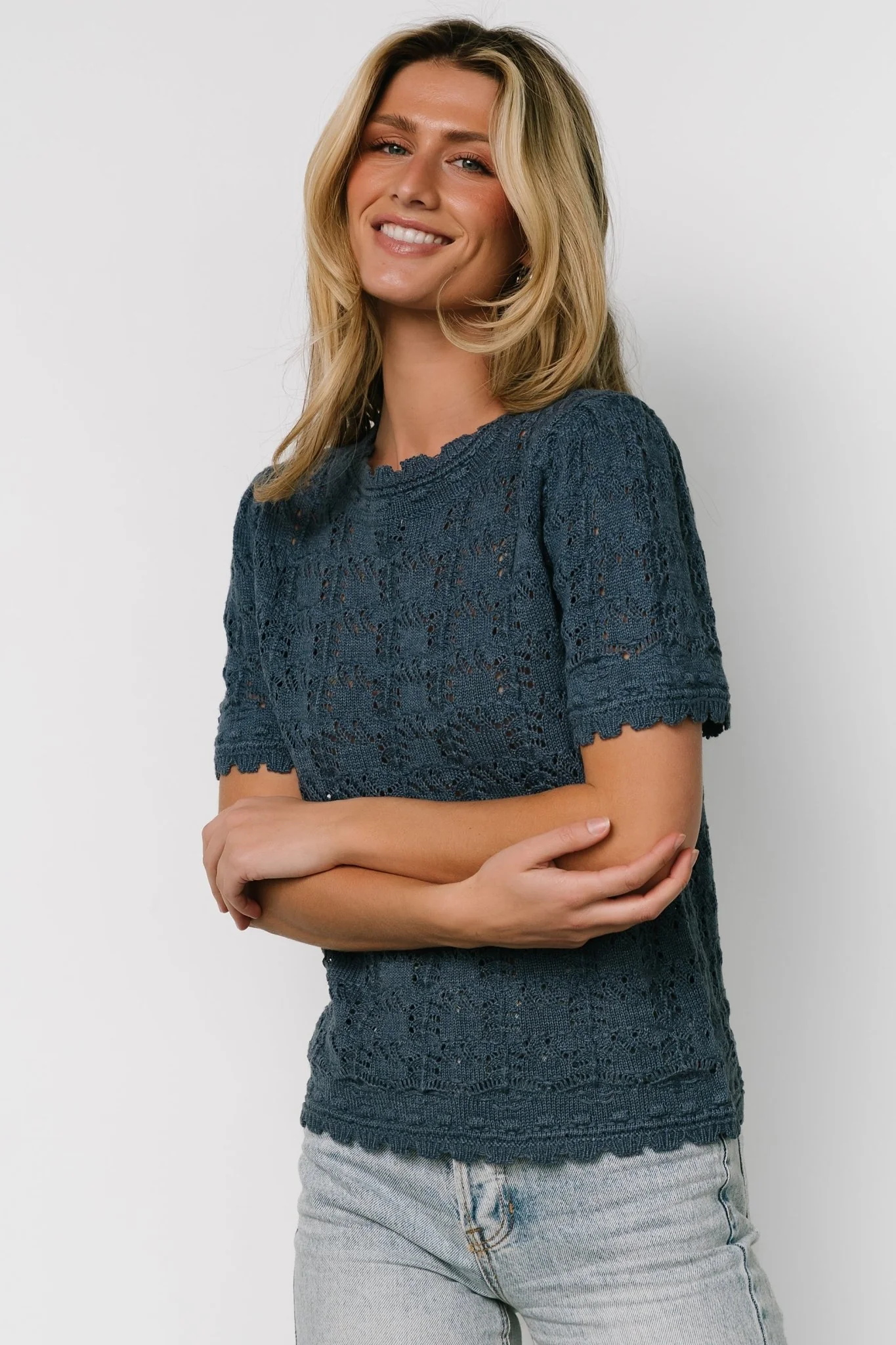 Serenity Knit Sweater Top | Slate