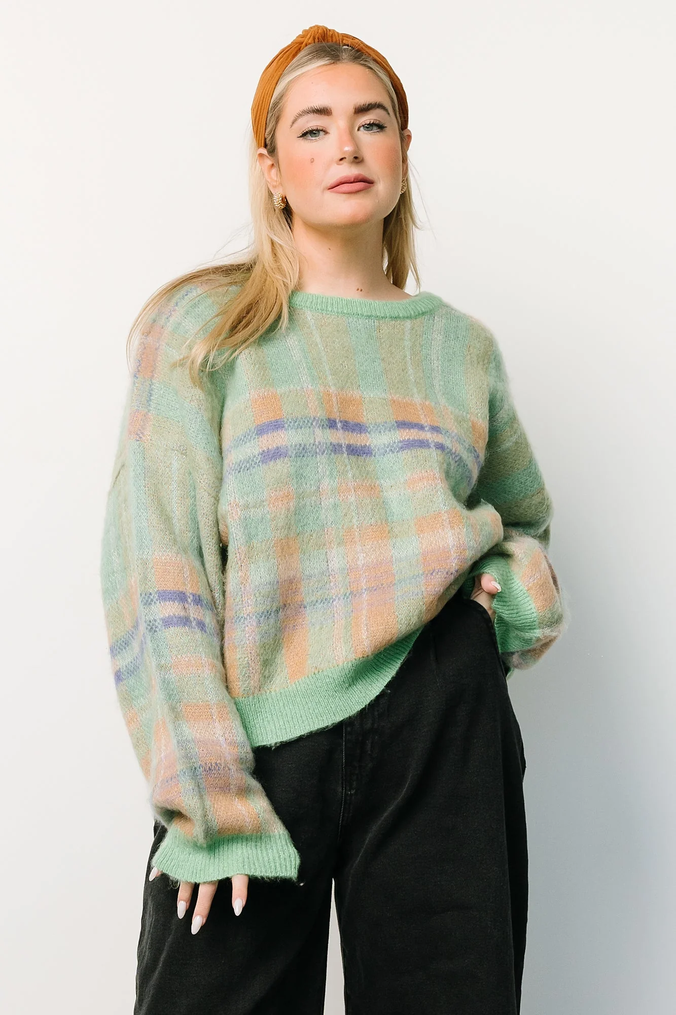 Brentridge Plaid Sweater | Green Multi