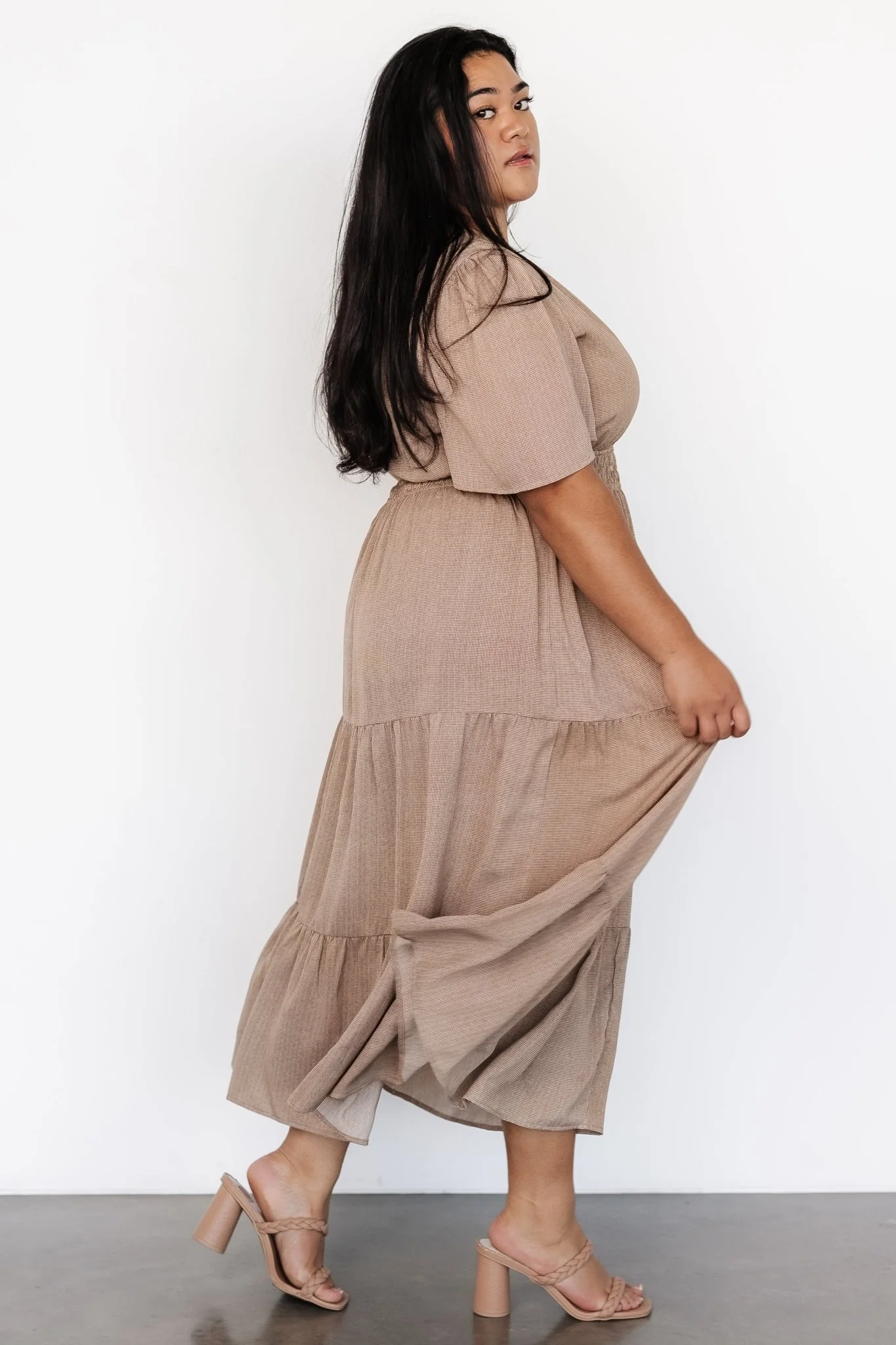 Danielle Tiered Maxi Dress | Brown Print