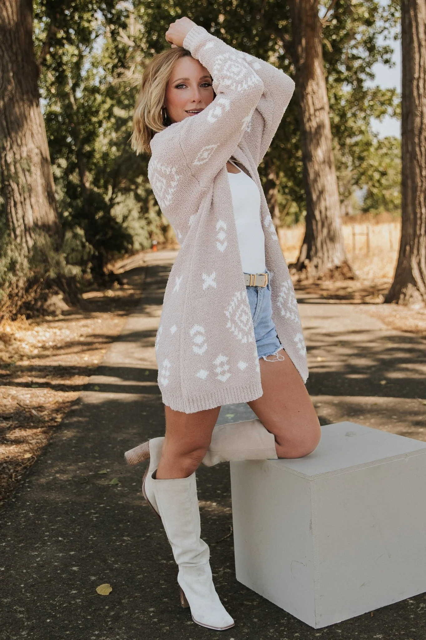 Missoula Oversized Cardigan | Sand + Off White