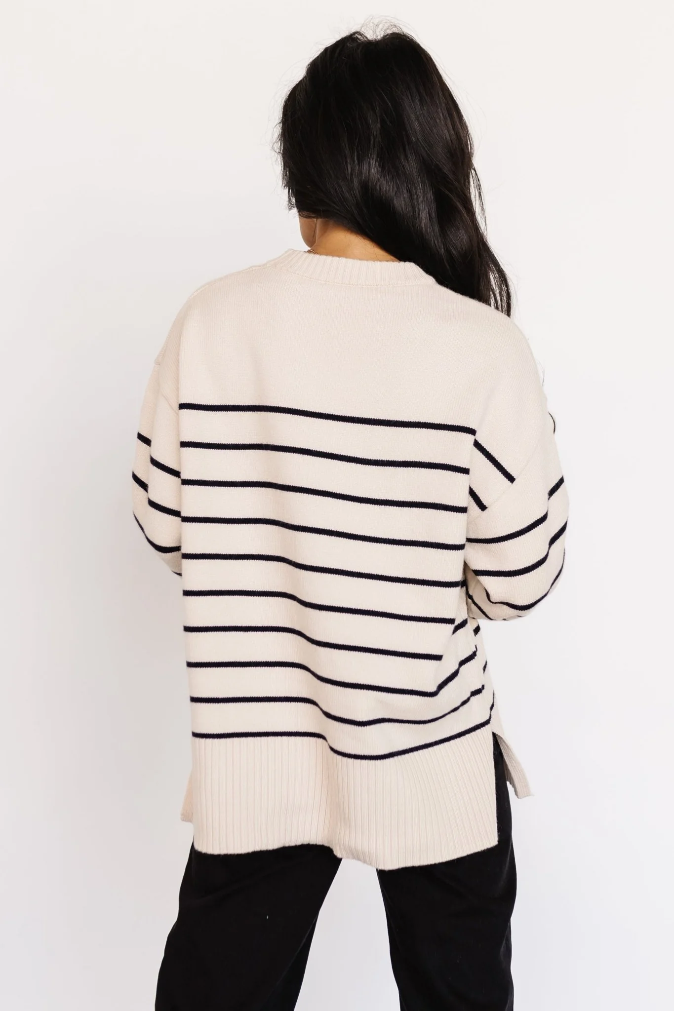 Emerson Stripe Knit Sweater | Ivory + Black