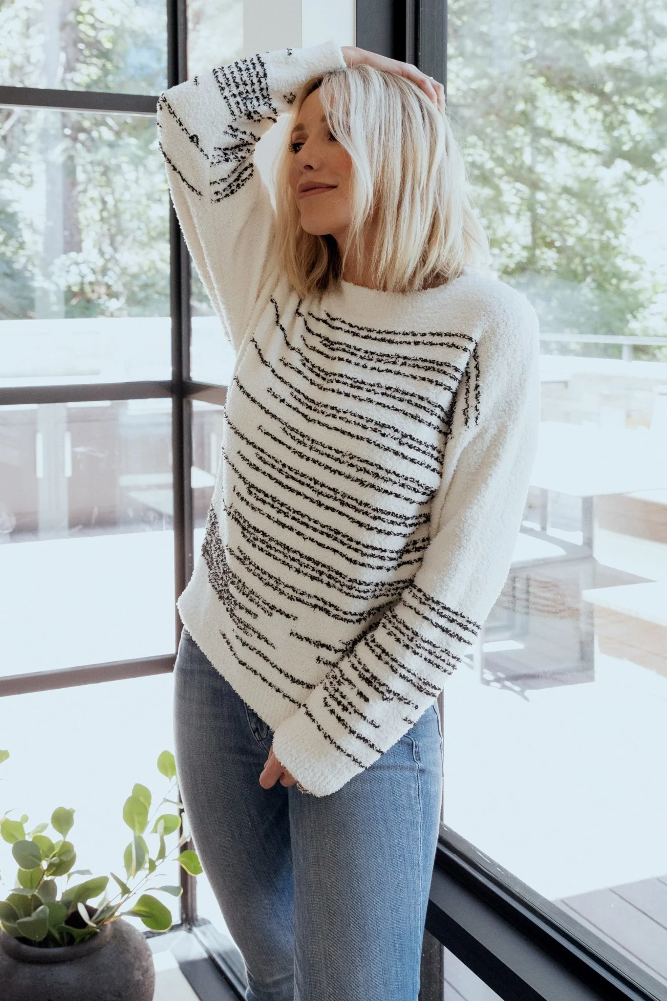 Jubes Geo Sweater | Black + Cream