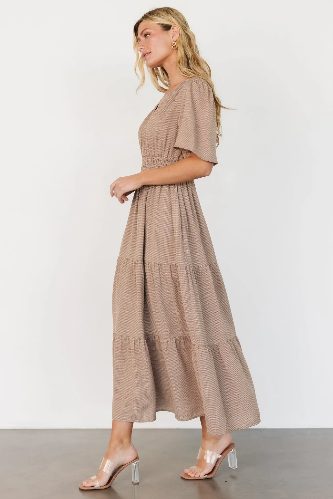 Danielle Tiered Maxi Dress | Brown Print