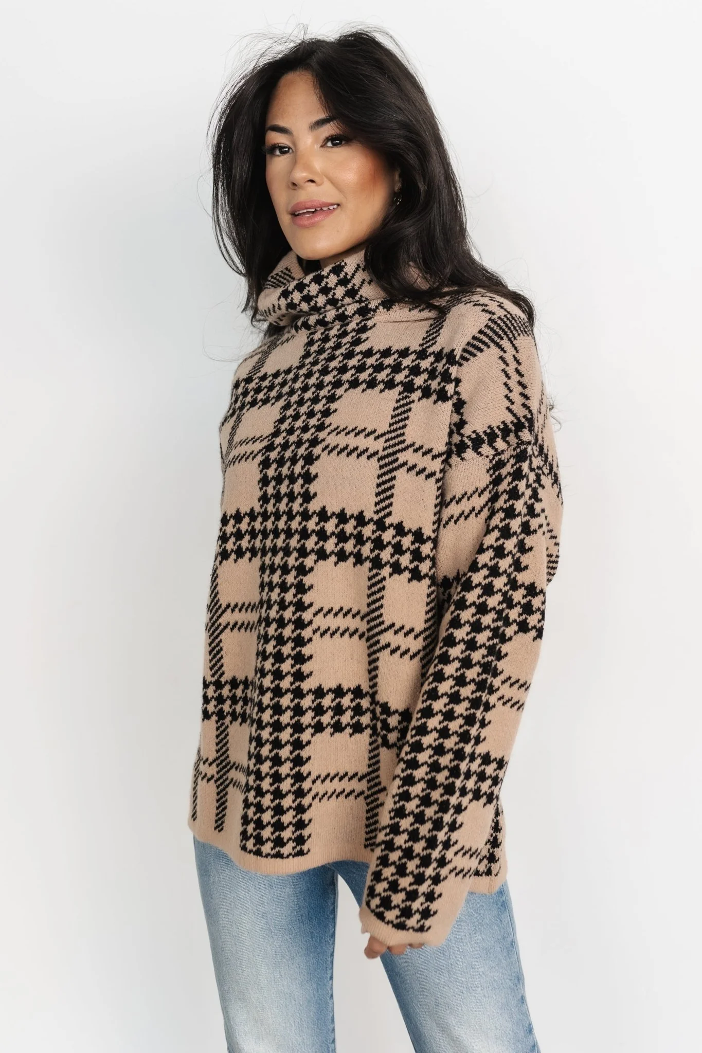 Alexander Turtleneck Sweater | Taupe + Black