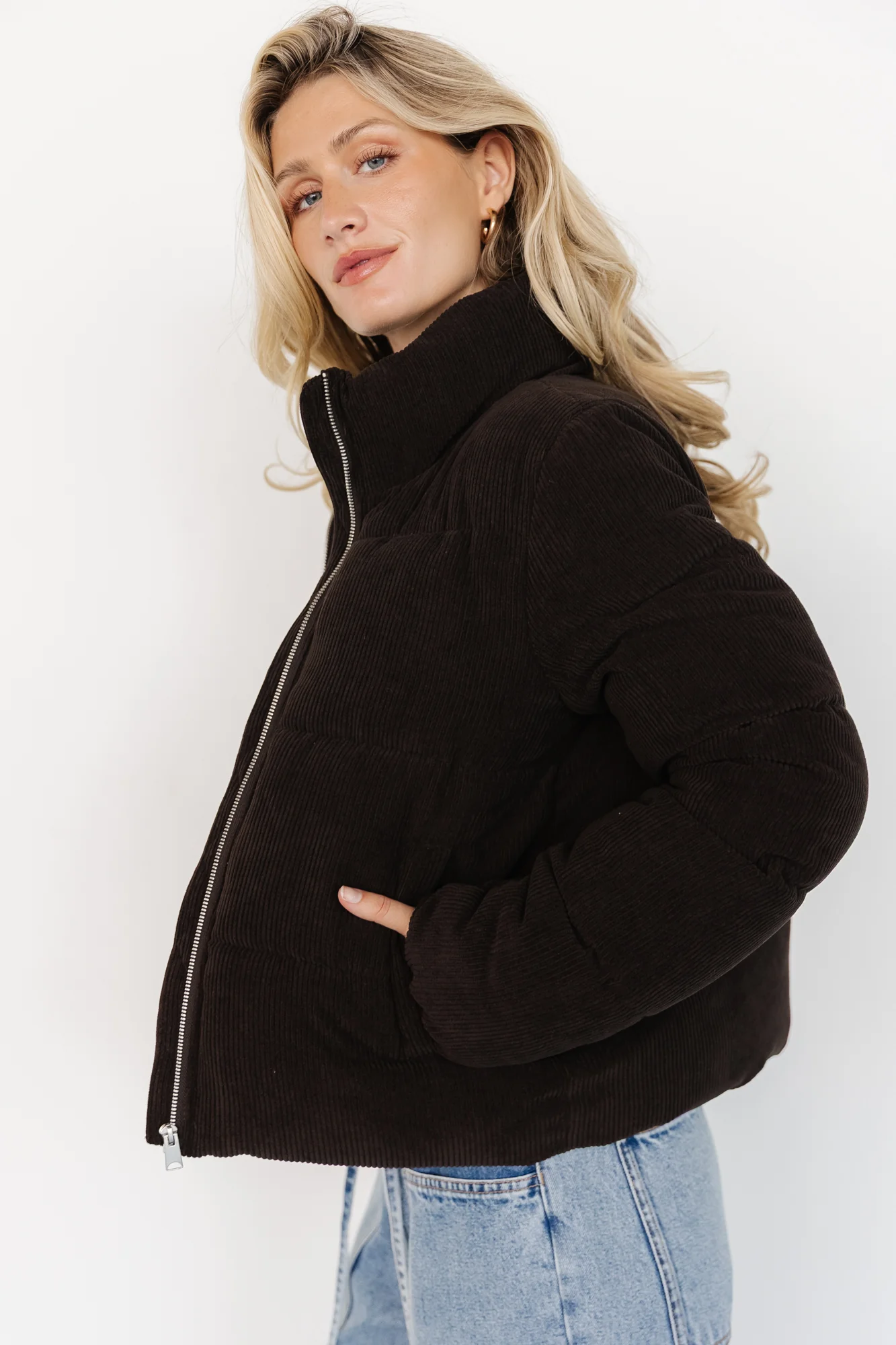 Holden Corduroy Puffer Jacket | Dark Brown