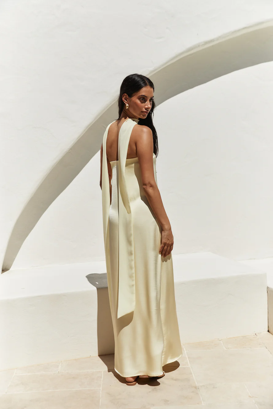 Radiant Rhythm Strapless Maxi Dress Yellow