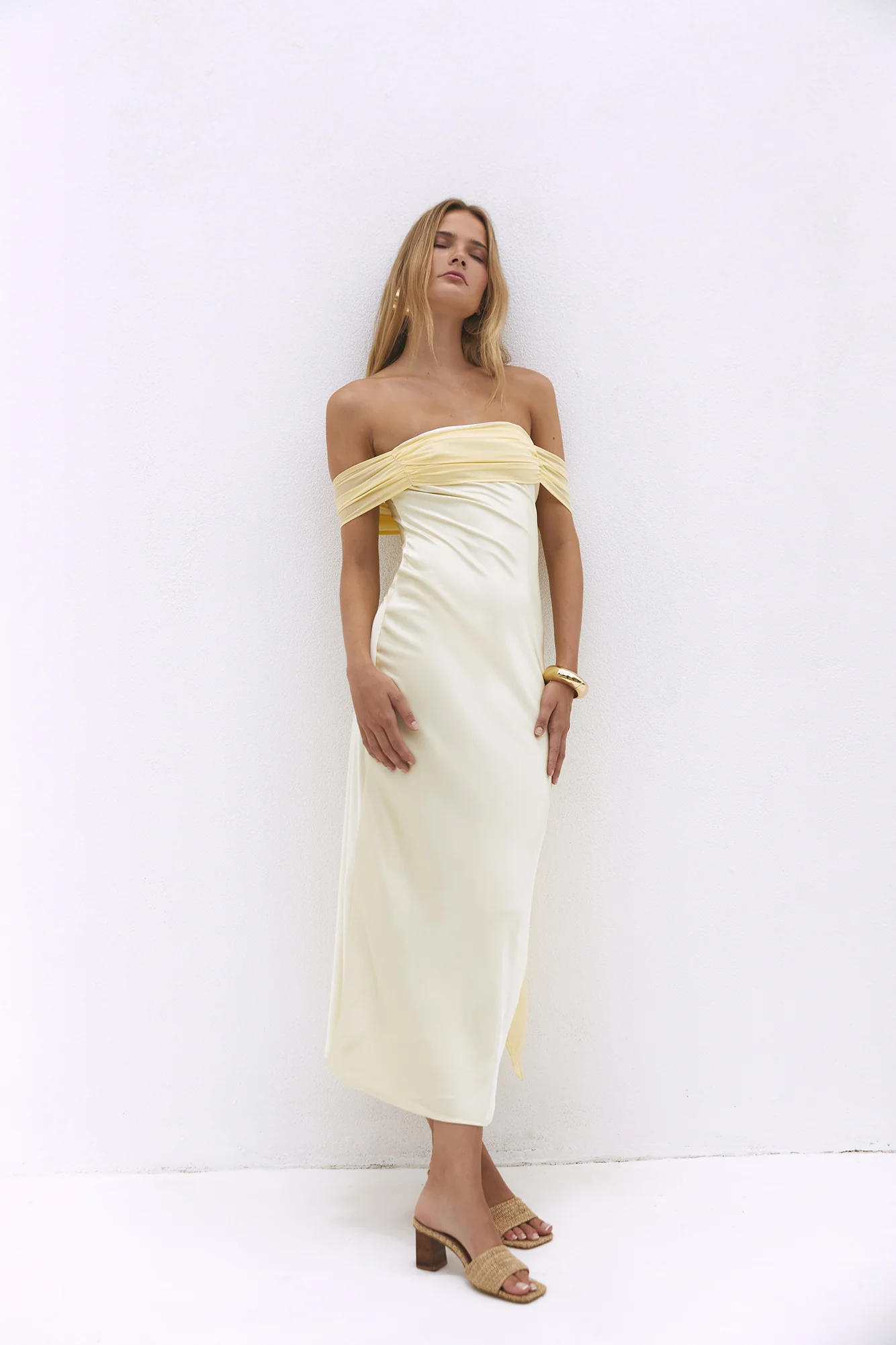Cleo Cove Strapless Maxi Dress Butter Yellow