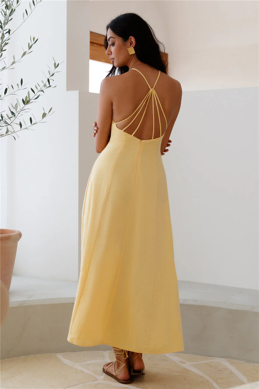 She's Captivating Midi Dress Yellow