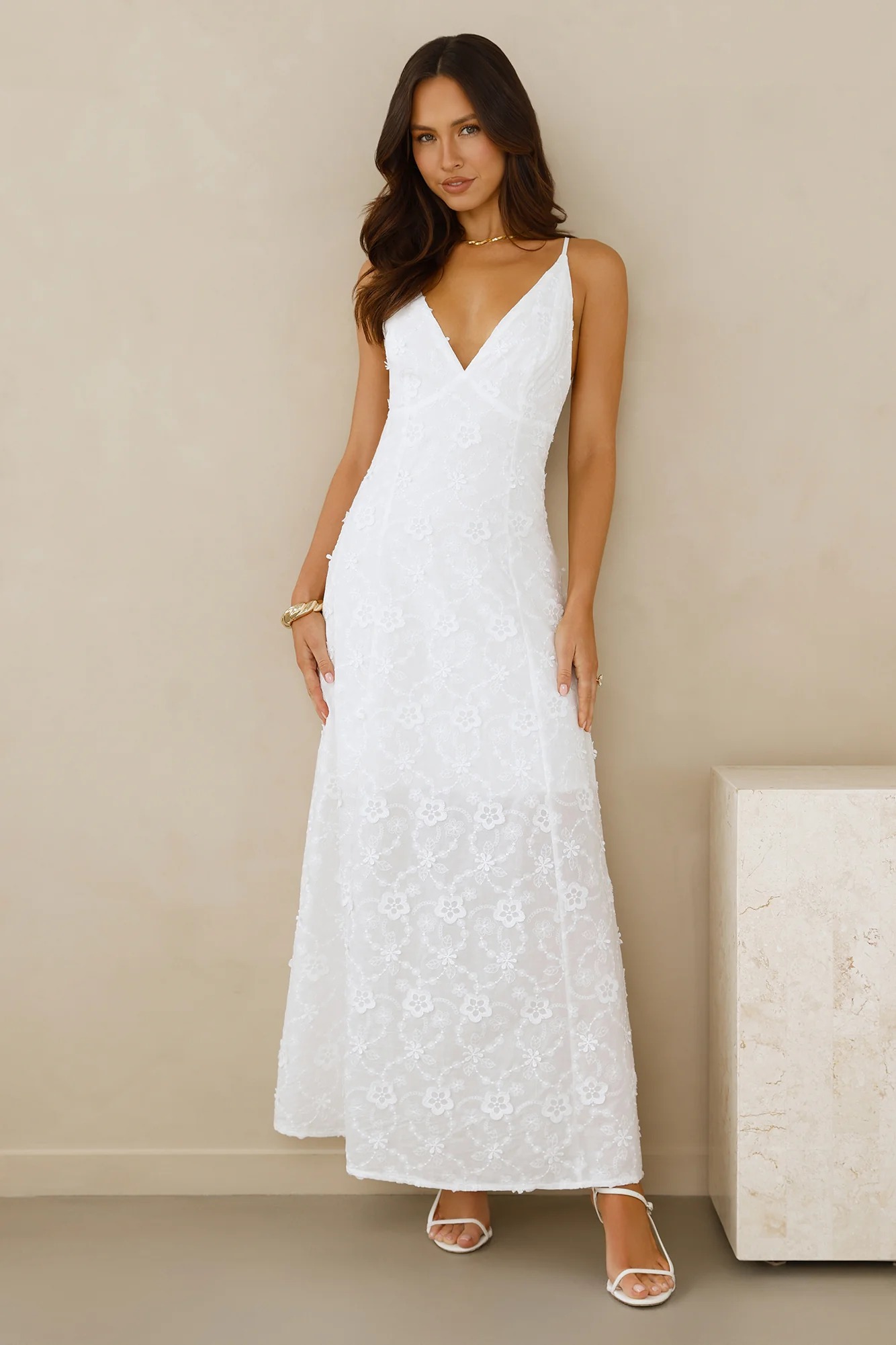 Soft Moonbeam Maxi Dress White