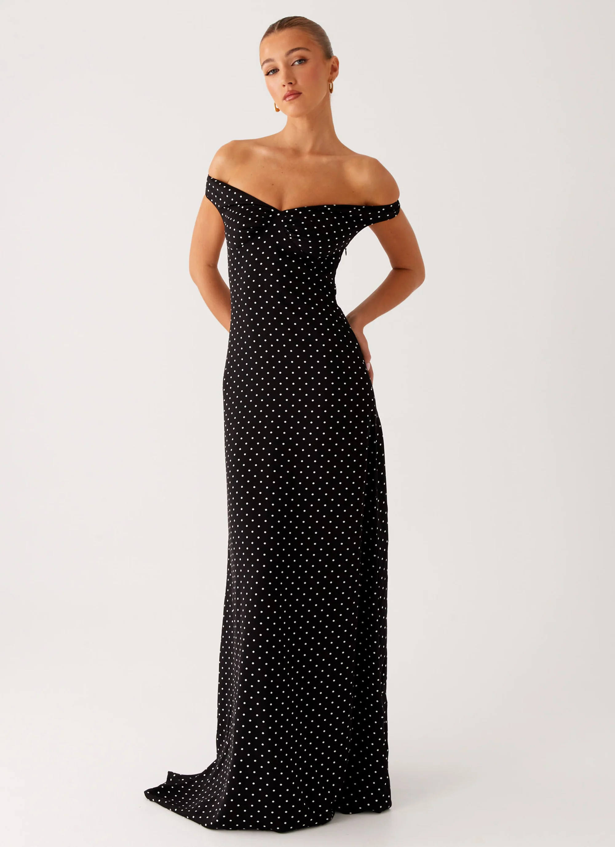 Melany Maxi Dress - Black Polka Dot