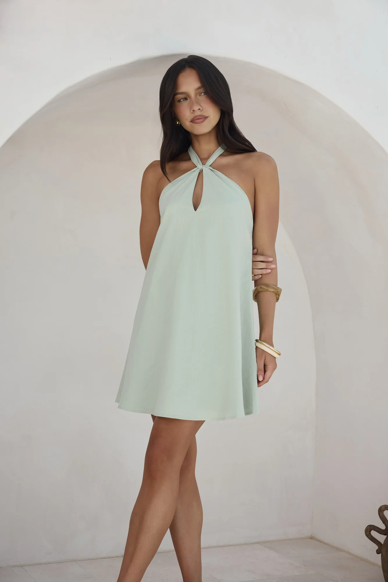 Coconut Sips Mini Dress Sage