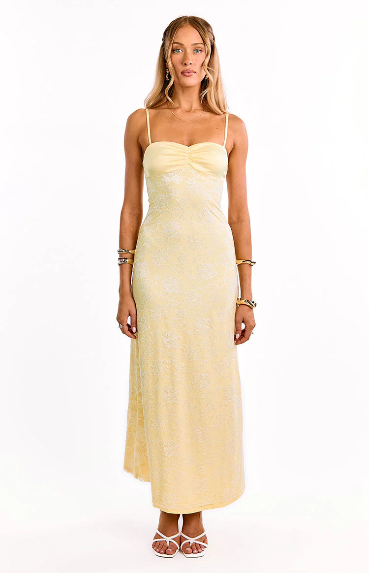 Ely Yellow Lace Maxi Formal Dress