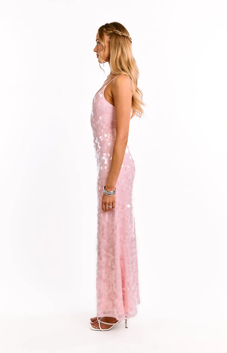 Lyanna Pink Sequin Maxi Dress