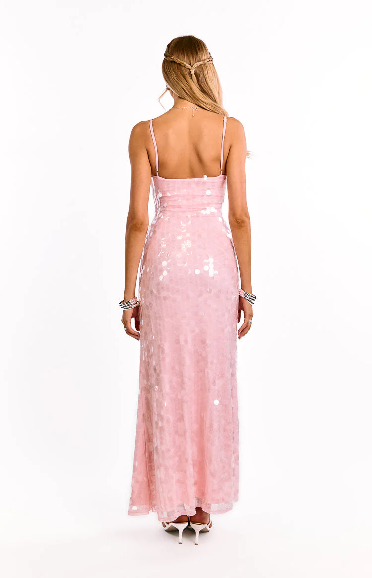 Lyanna Pink Sequin Maxi Dress